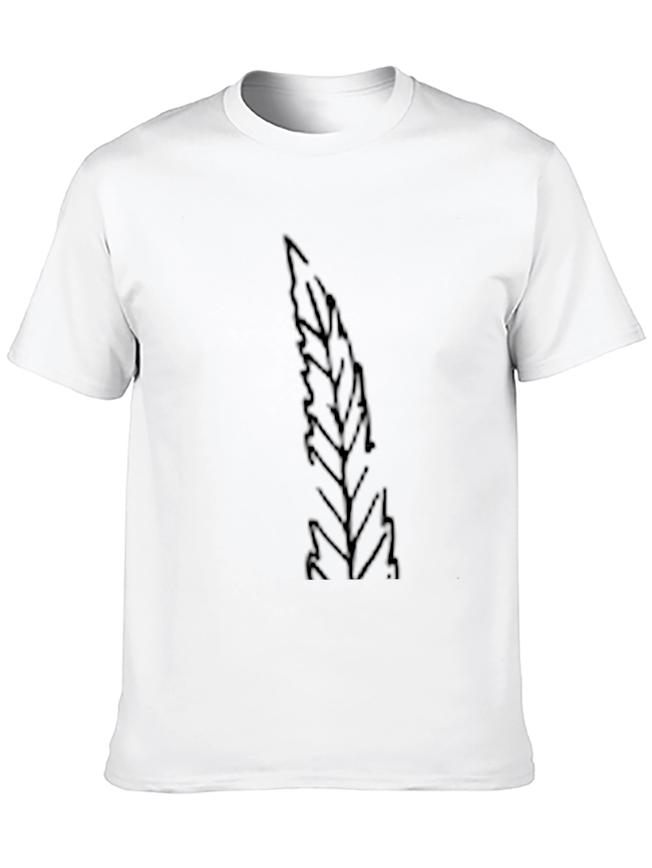 Mens Black T-Shirt with Leaf Print