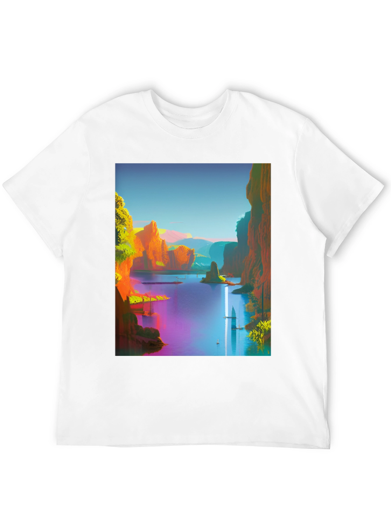 Scenic Landscape Graphic Tee - Mens Black T-Shirt