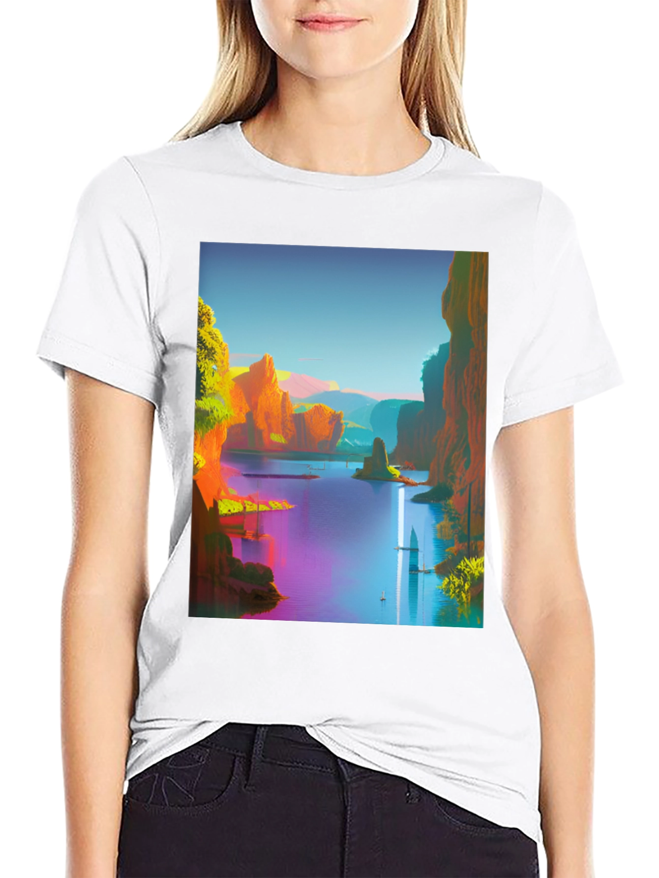 Scenic Landscape Graphic Tee - Mens Black T-Shirt