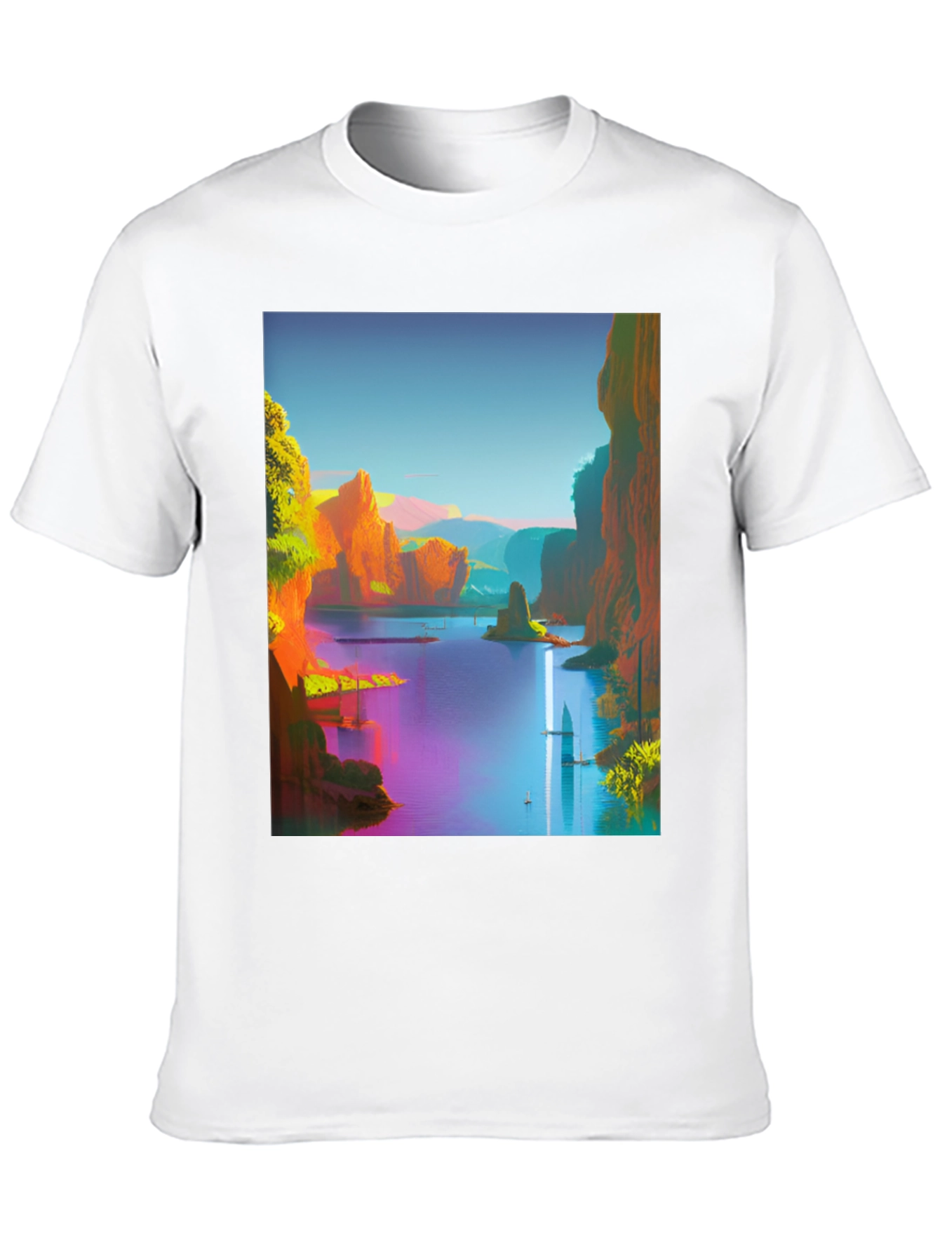 Scenic Landscape Graphic Tee - Mens Black T-Shirt