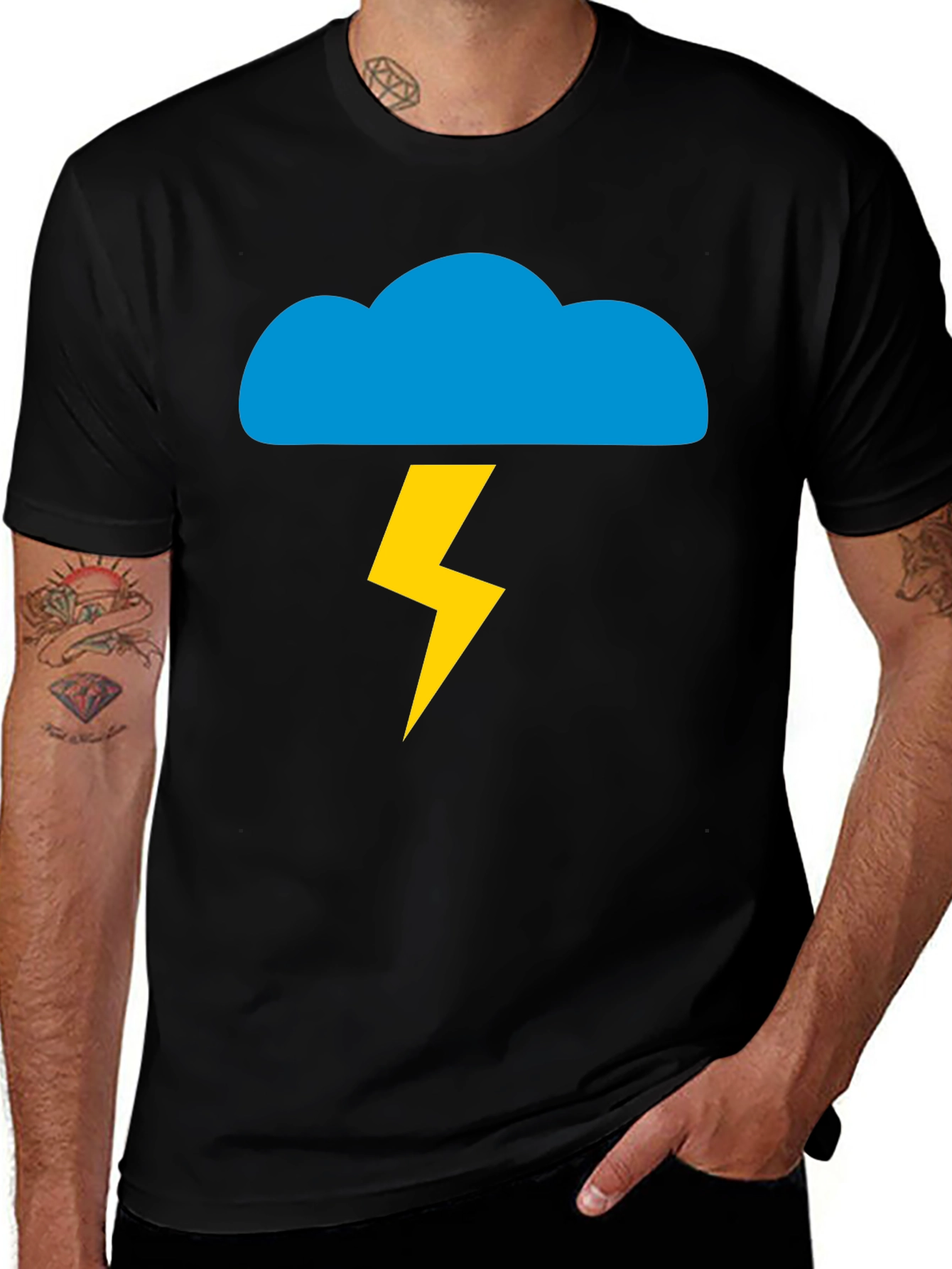 Storm Cloud Graphic Tee - Black Cotton T-Shirt
