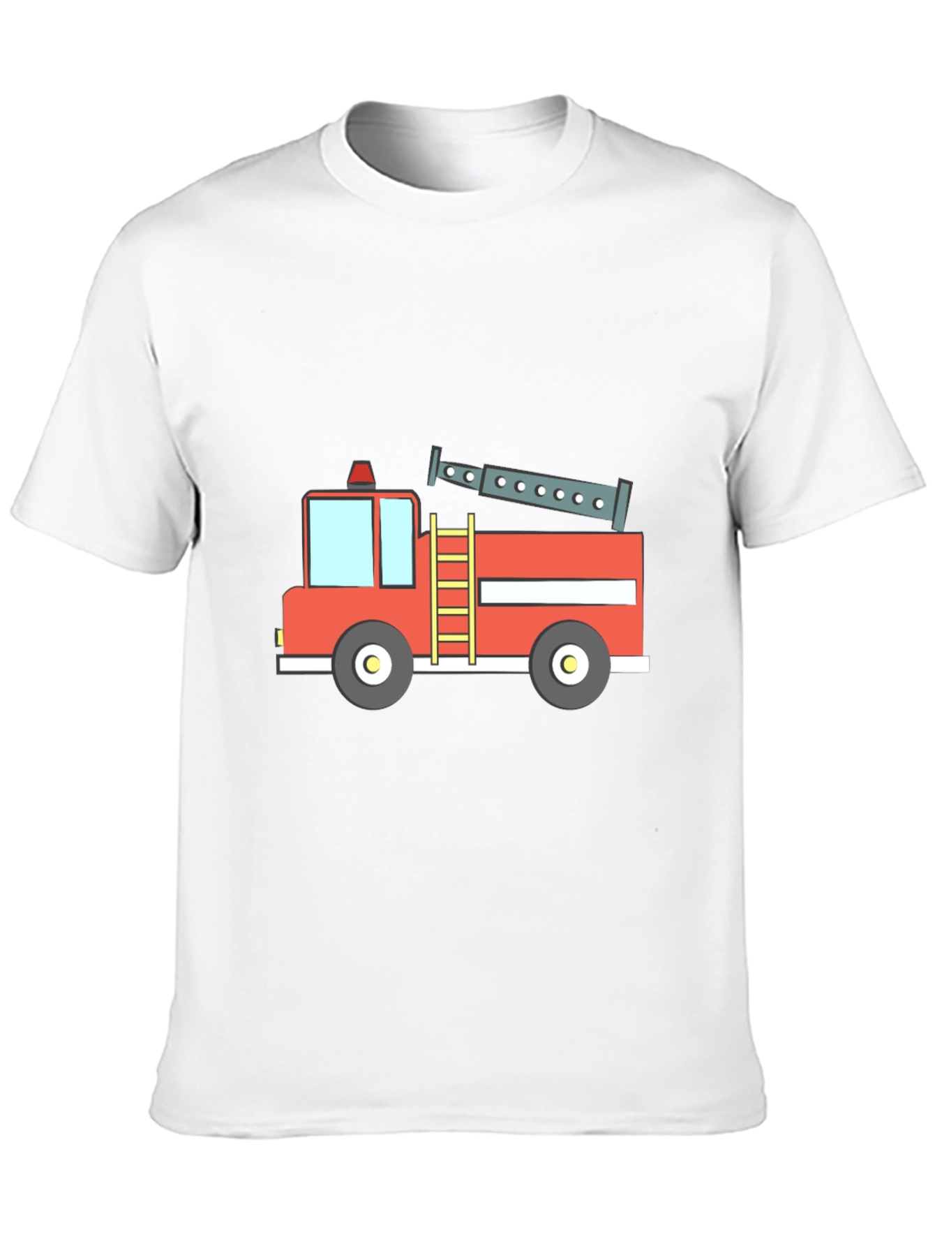 Fire Truck Graphic Tee - Black Cotton T-Shirt