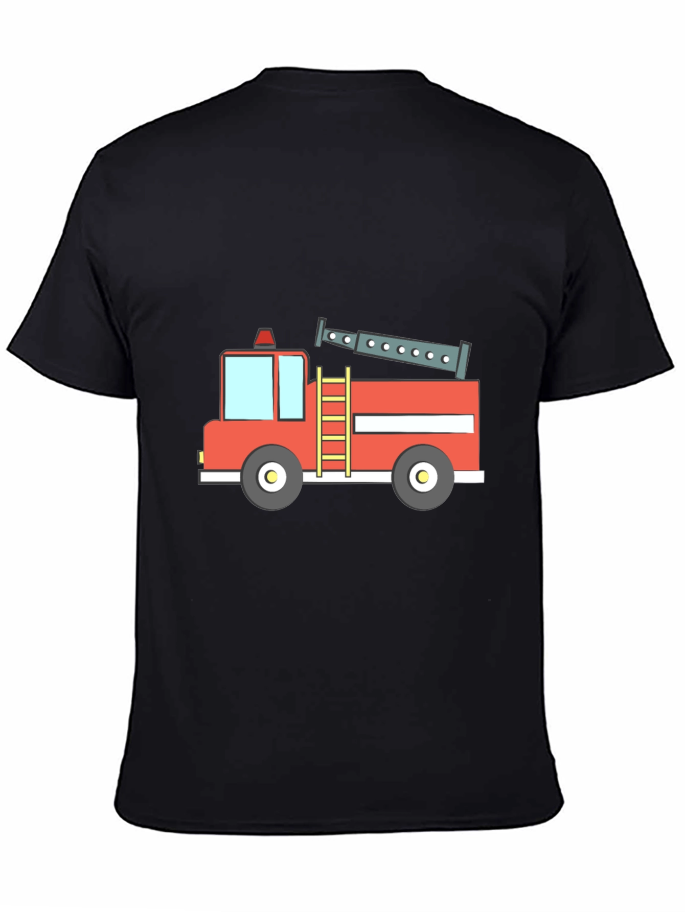 Fire Truck Graphic Tee - Black Cotton T-Shirt