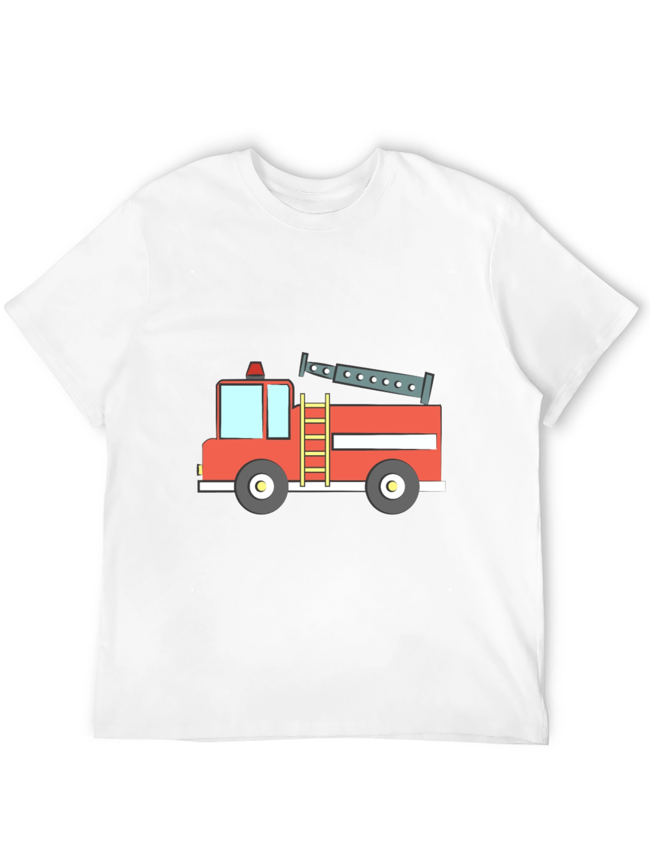Fire Truck Graphic Tee - Black Cotton T-Shirt
