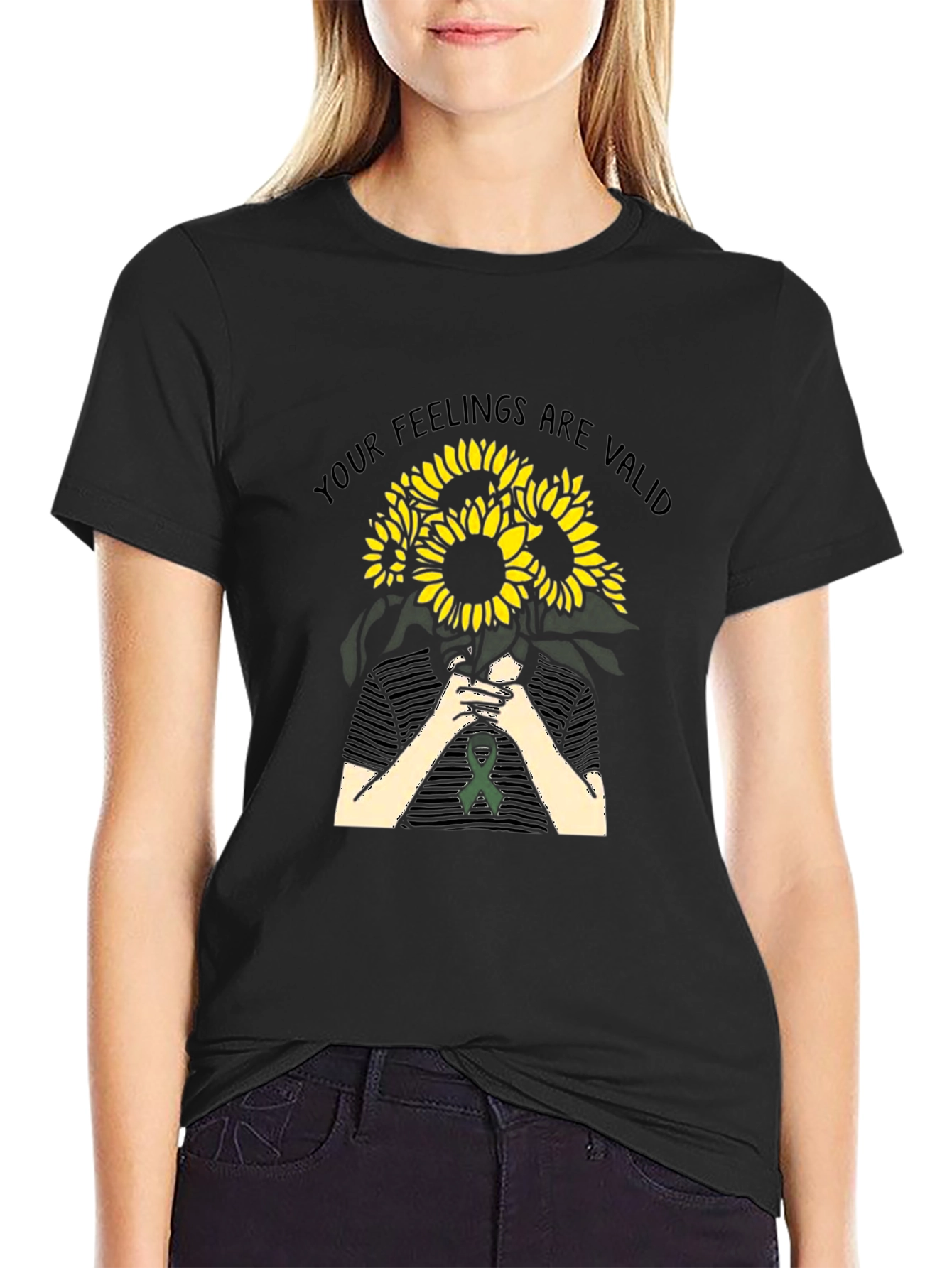 Feelings Are Valid Sunflower Graphic Tee