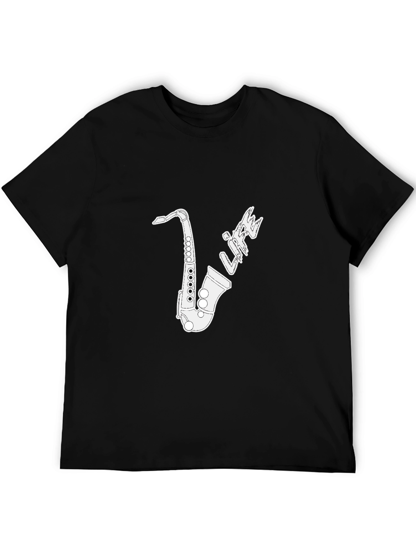 Saxophone Life Graphic Tee - Black Casual T-Shirt