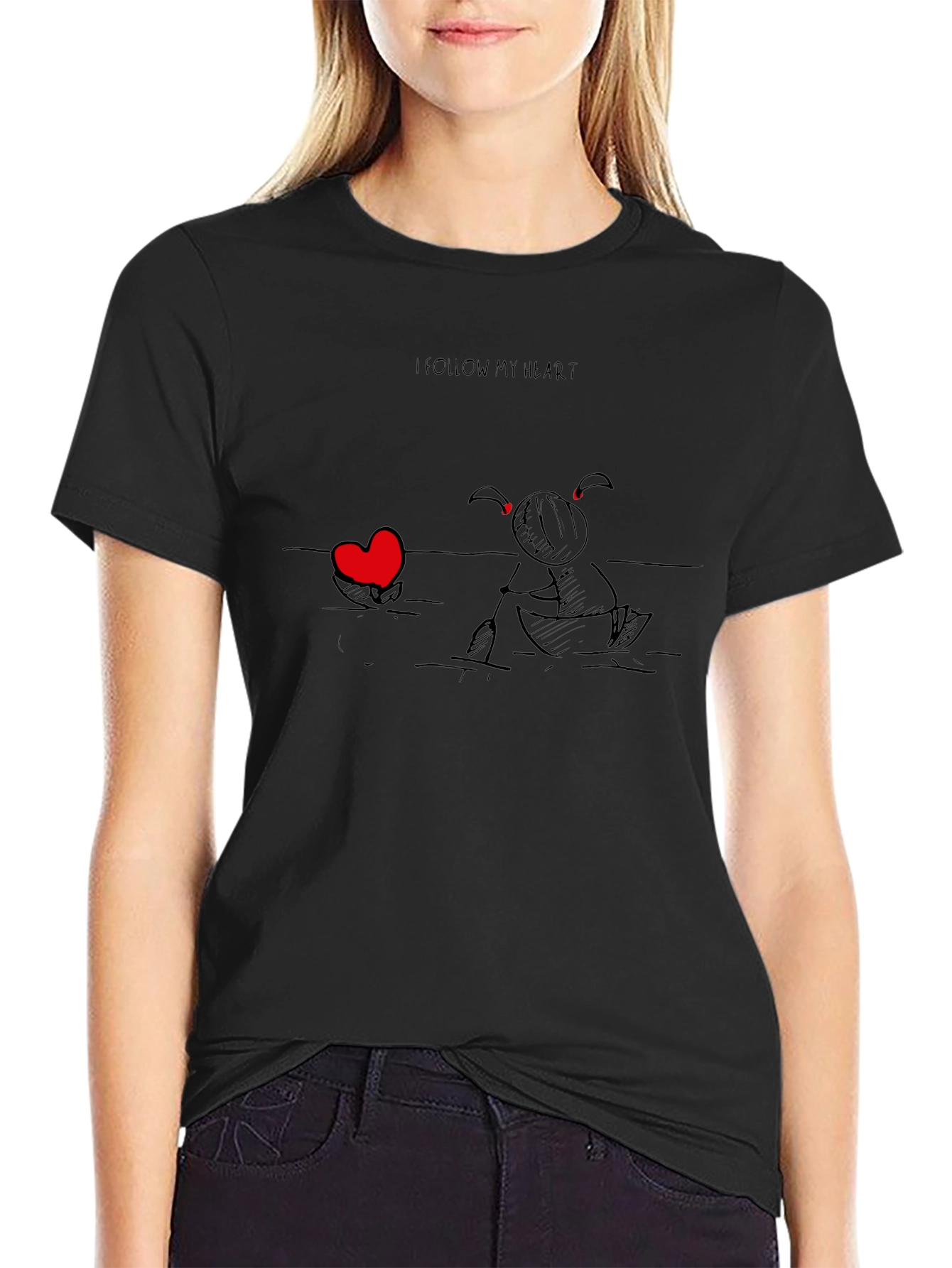 I Follow My Heart Black Graphic Tee