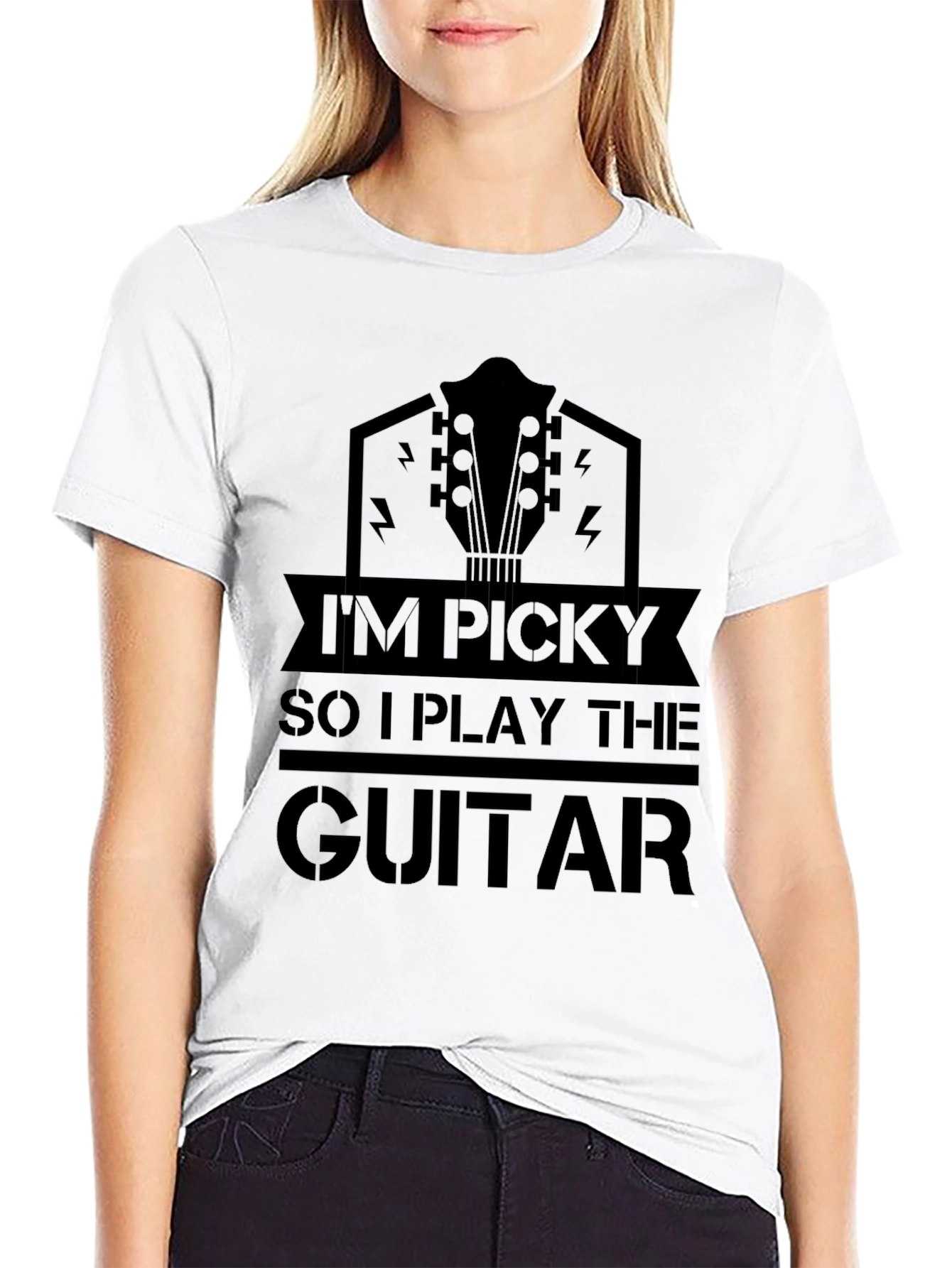 Im Picky So I Play The Guitar Black T-Shirt