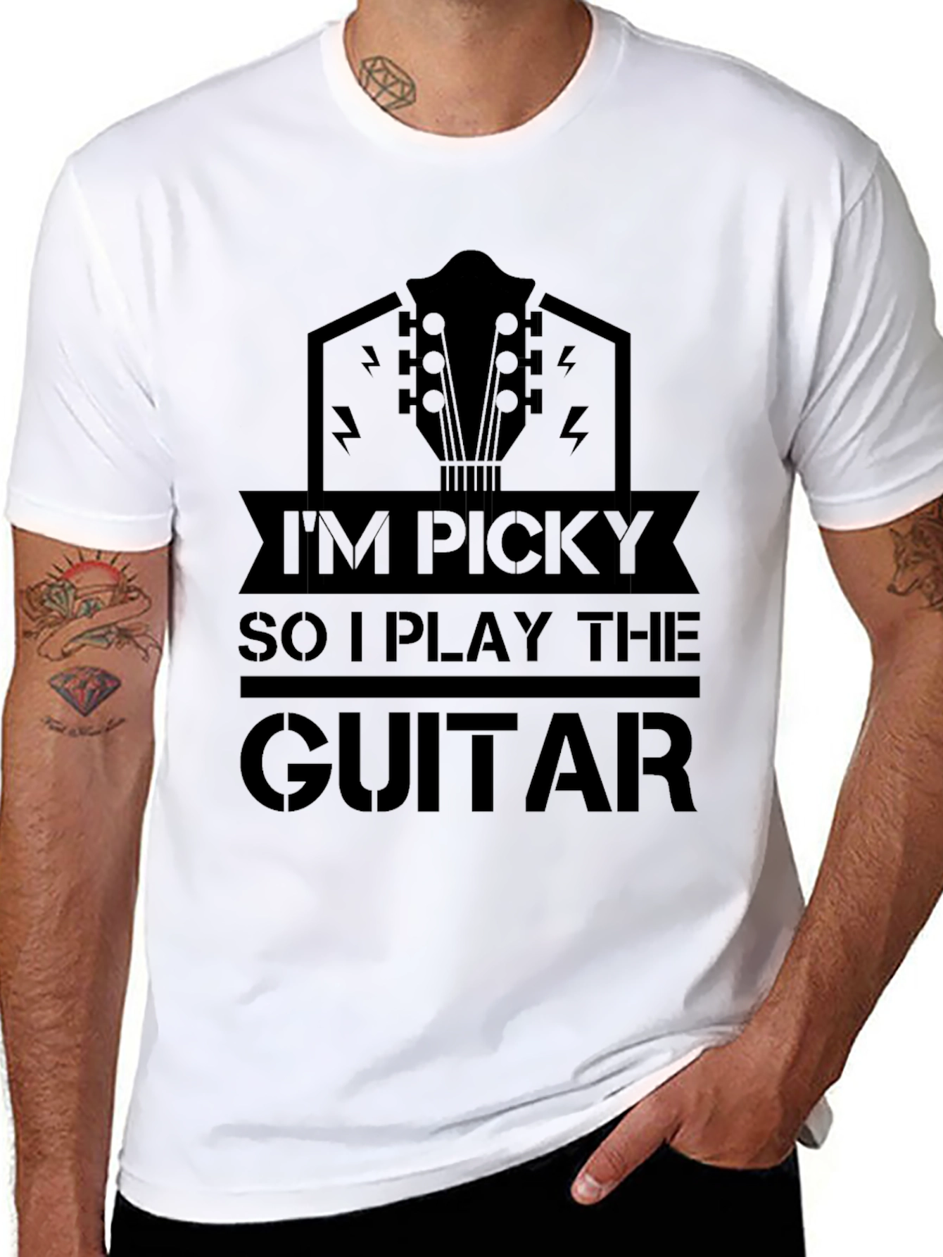 Im Picky So I Play The Guitar Black T-Shirt