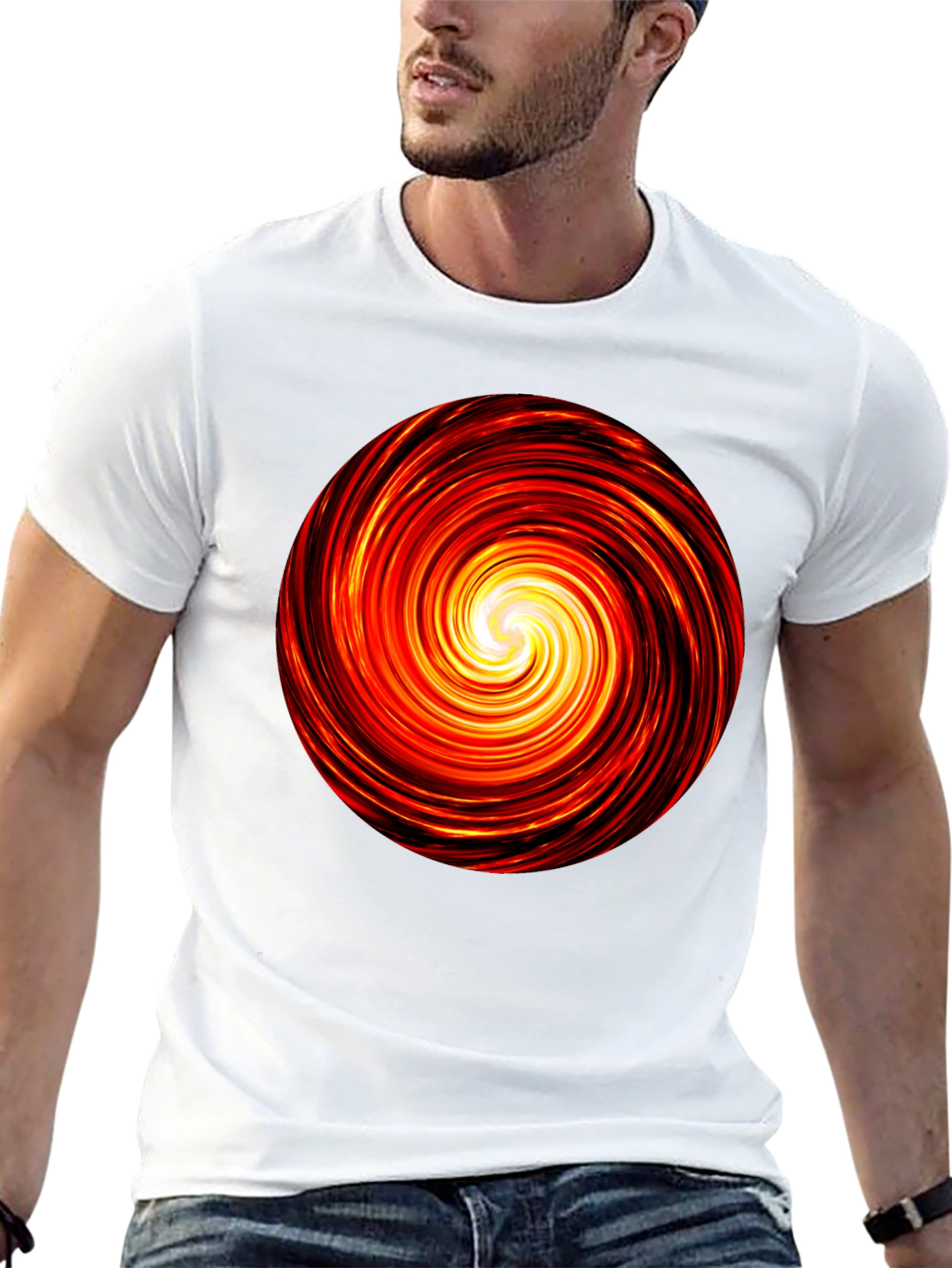 Fiery Vortex Black T-Shirt
