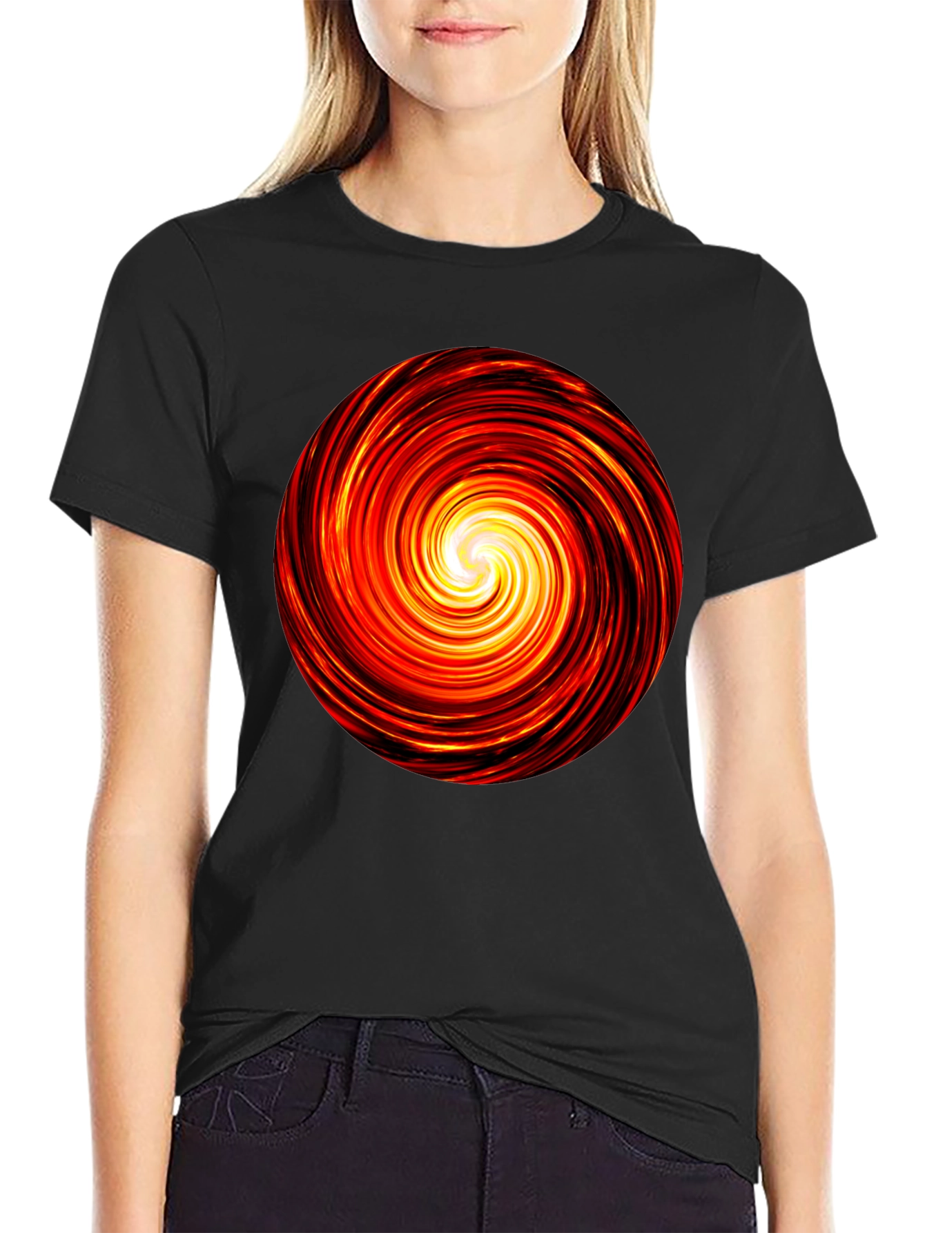 Fiery Vortex Black T-Shirt
