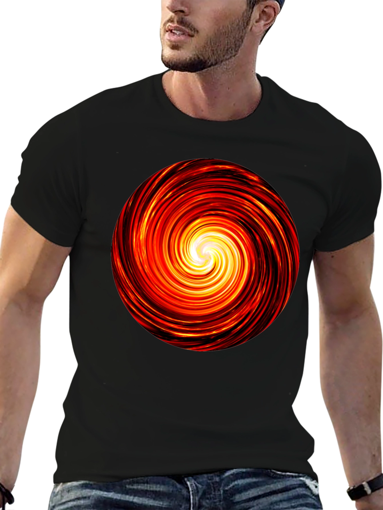 Fiery Vortex Black T-Shirt