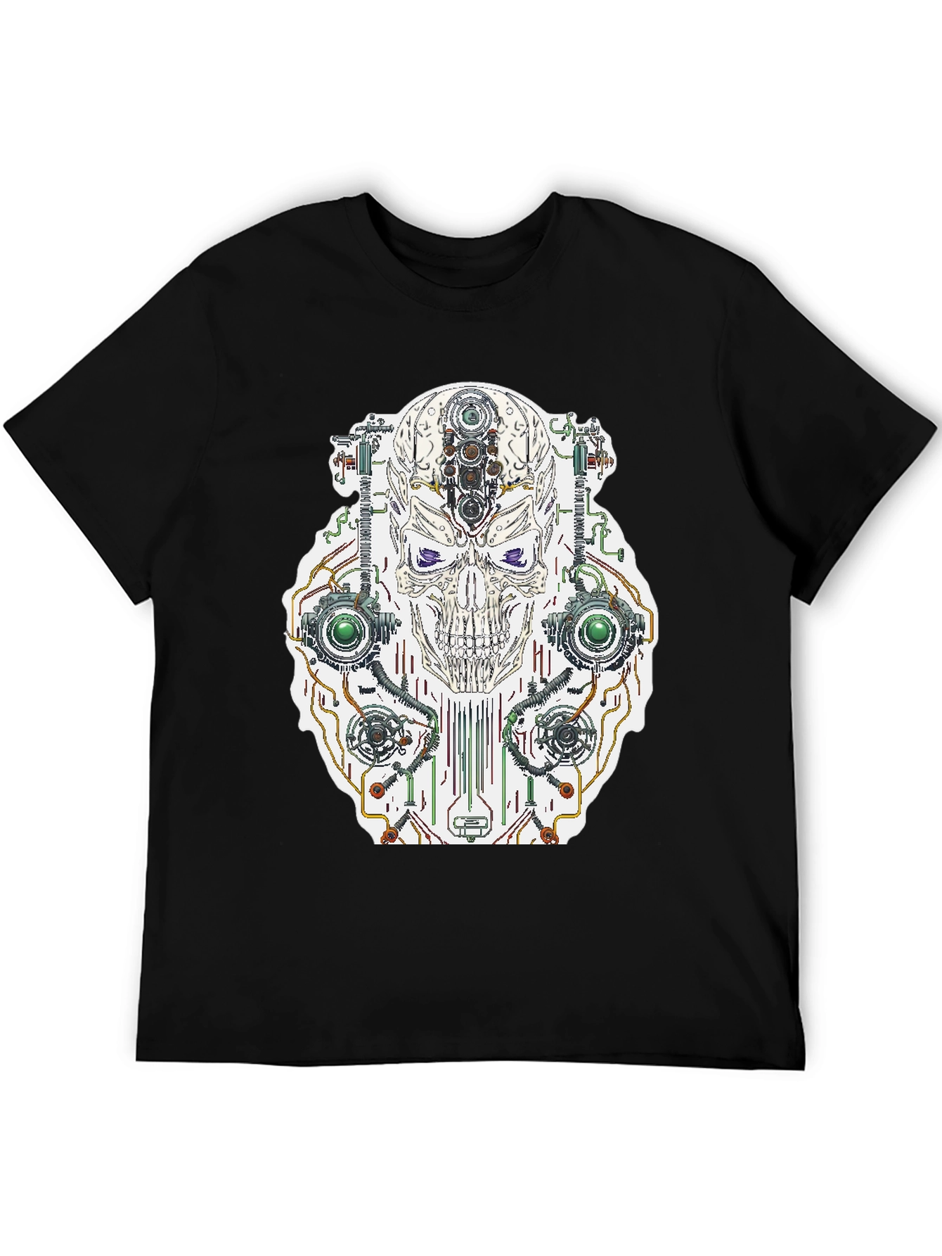 Cyberpunk Skull Graphic Tee - Cool Sci-Fi Shirt