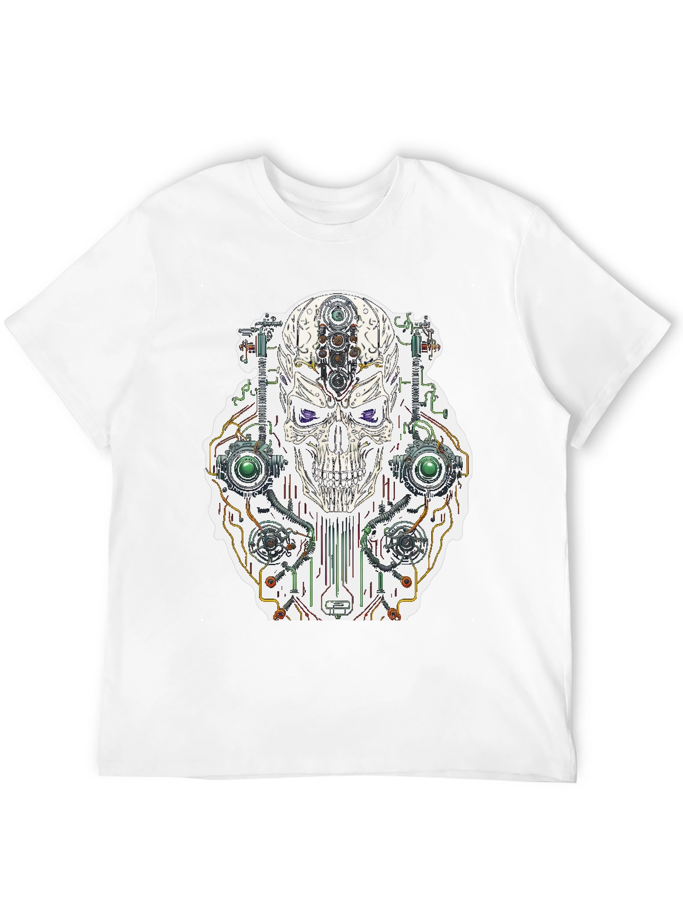 Cyberpunk Skull Graphic Tee - Cool Sci-Fi Shirt
