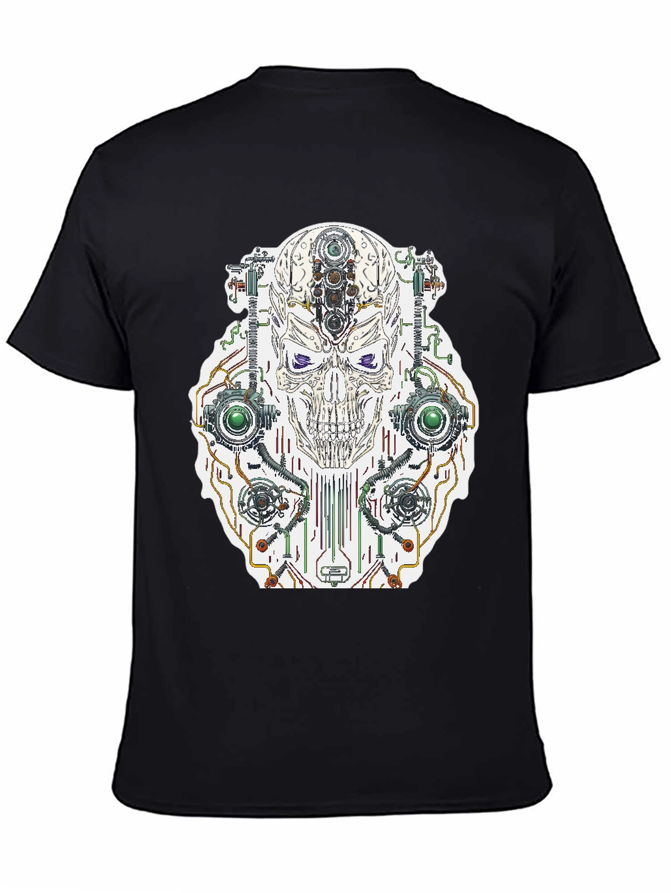 Cyberpunk Skull Graphic Tee - Cool Sci-Fi Shirt