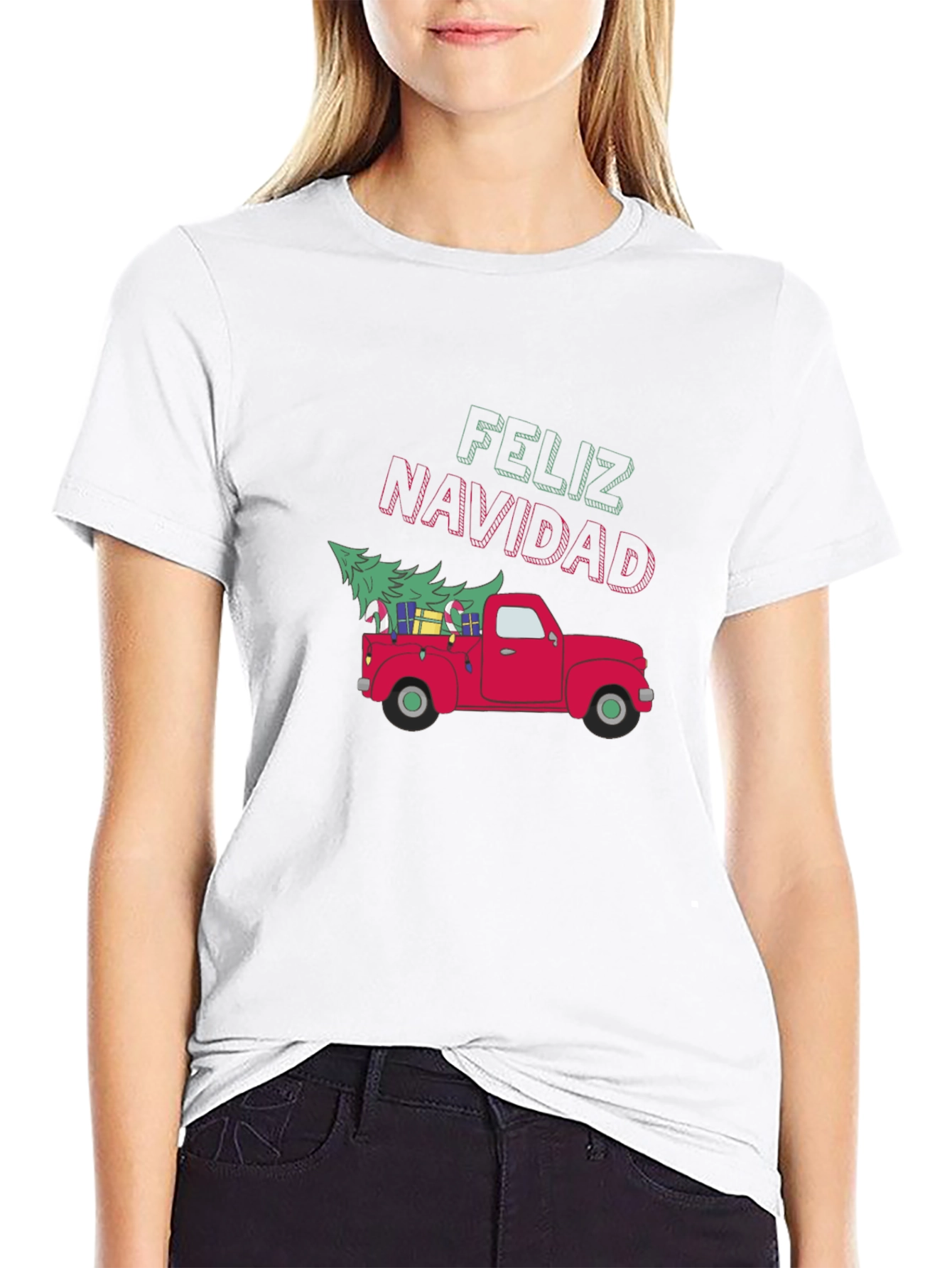 Feliz Navidad Red Truck Christmas T-Shirt
