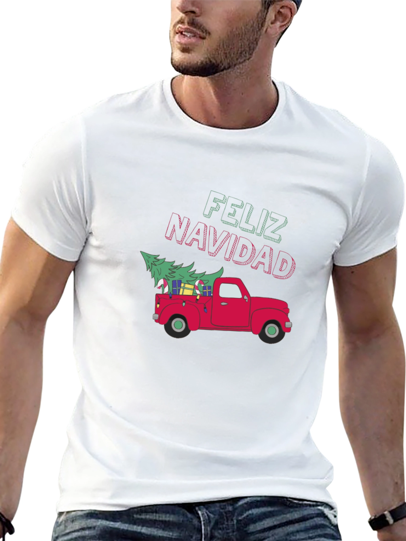 Feliz Navidad Red Truck Christmas T-Shirt