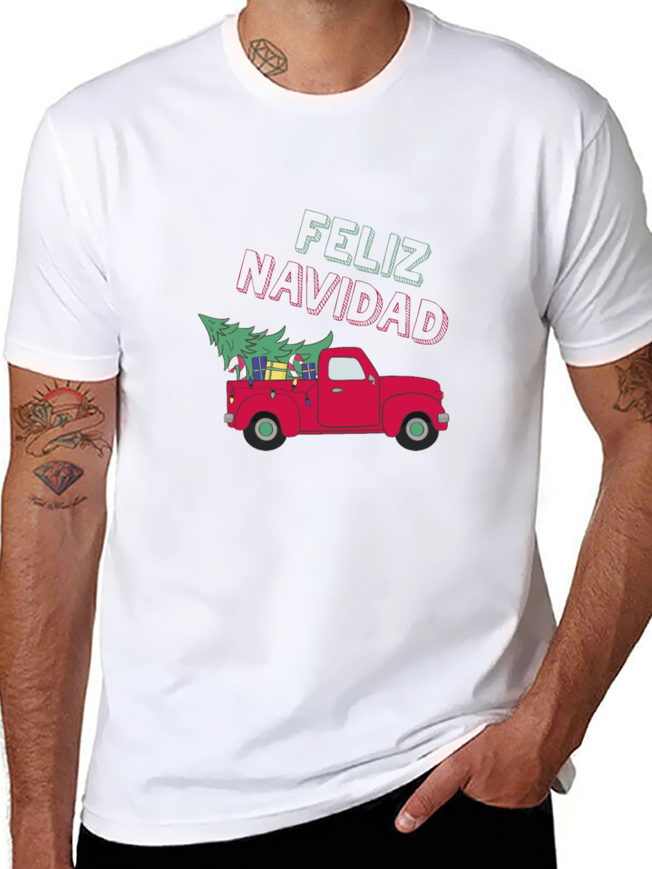 Feliz Navidad Red Truck Christmas T-Shirt