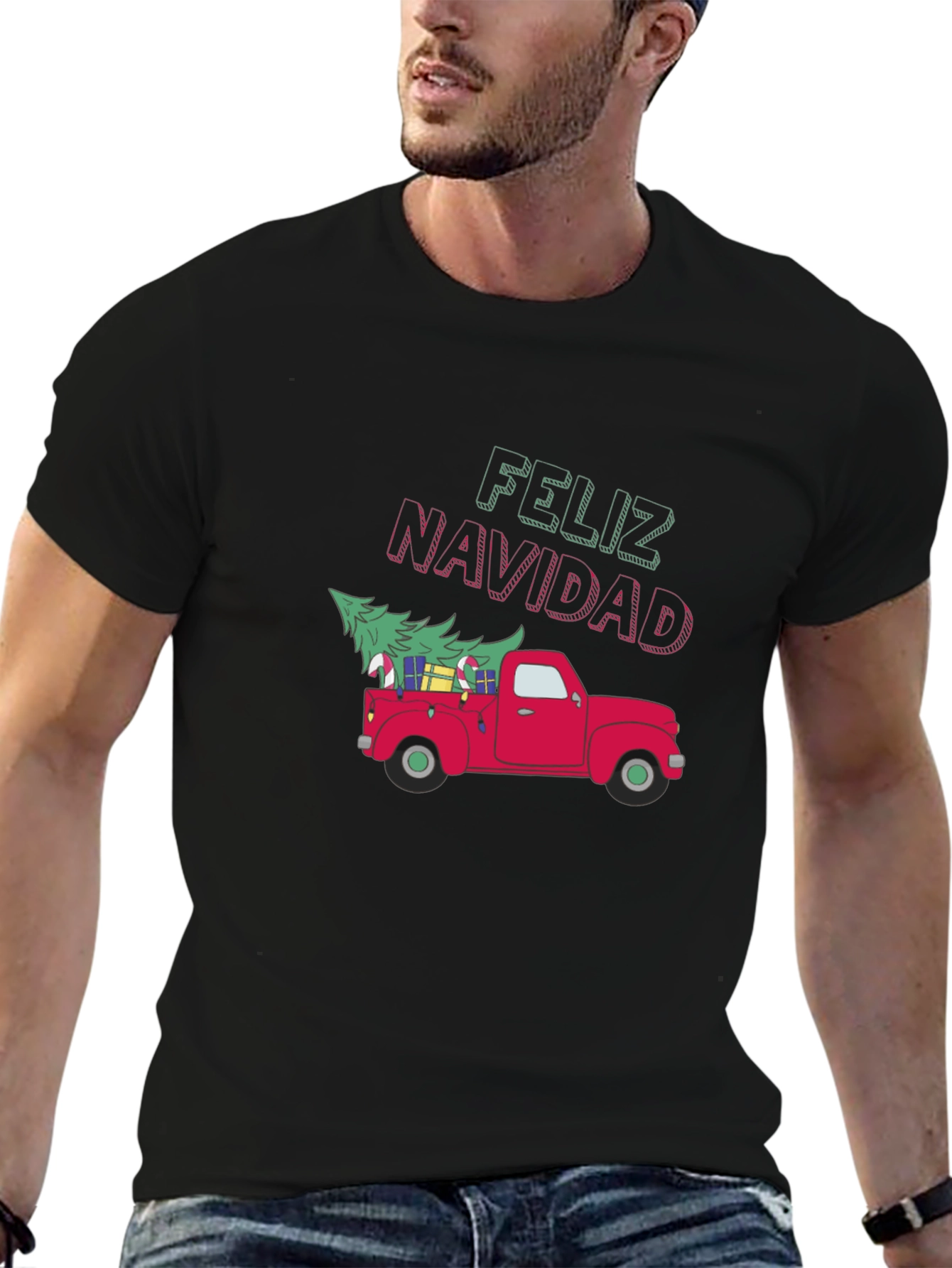 Feliz Navidad Red Truck Christmas T-Shirt