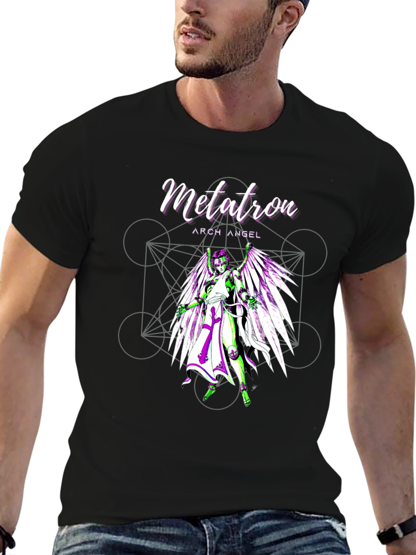 Metatron Archangel Graphic Tee - Black