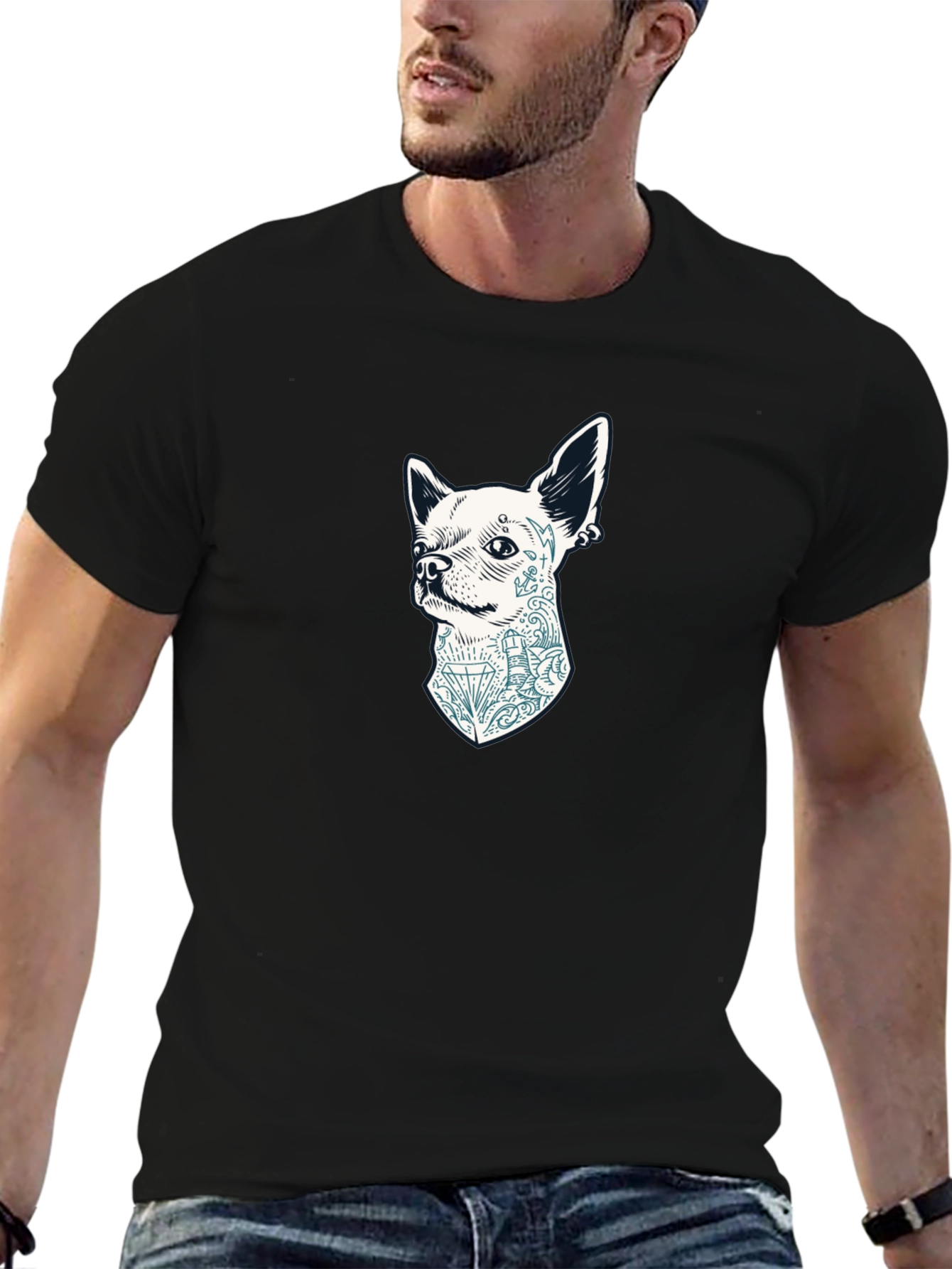 Tattooed Chihuahua Graphic Tee - Black