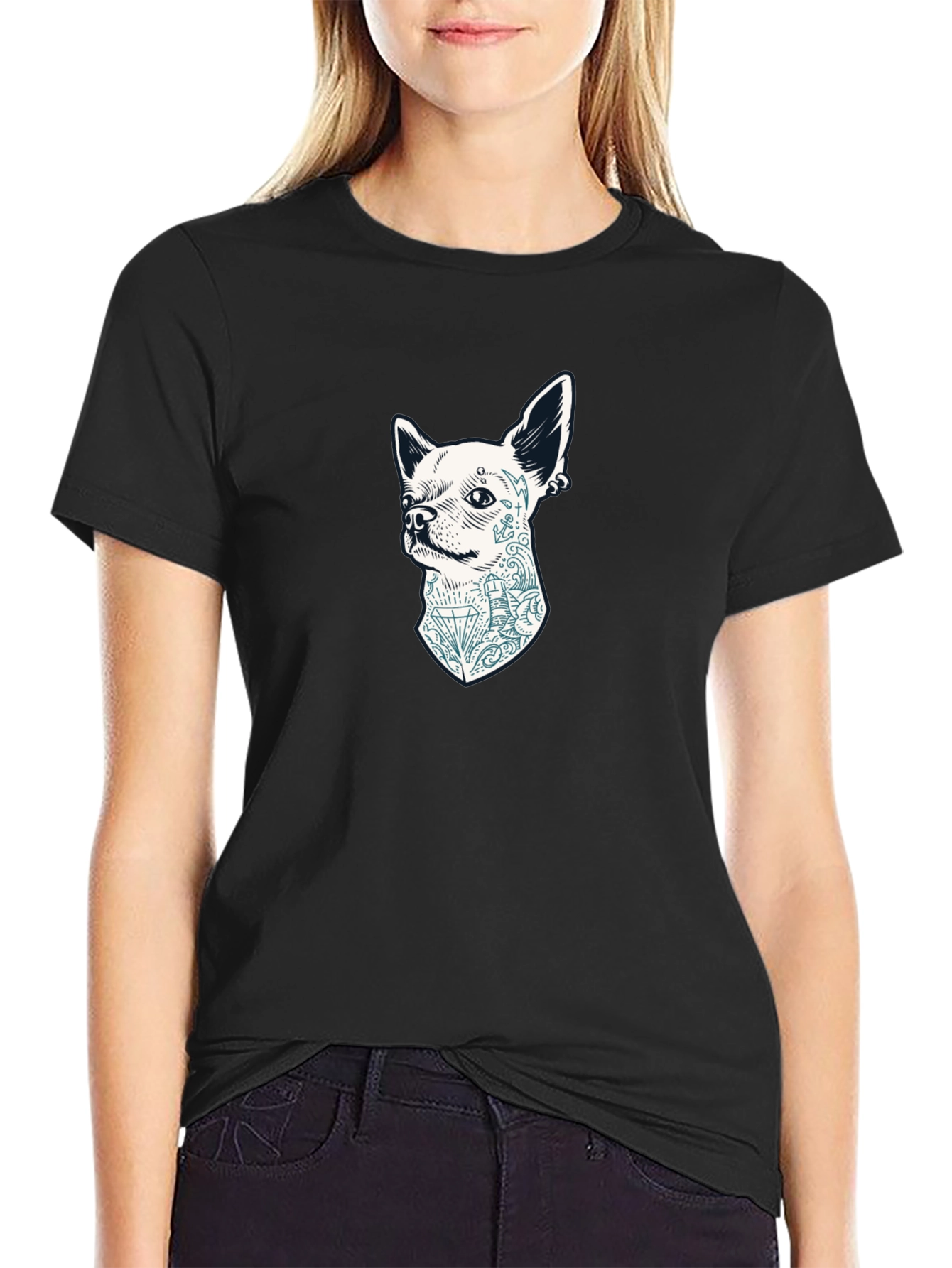 Tattooed Chihuahua Graphic Tee - Black