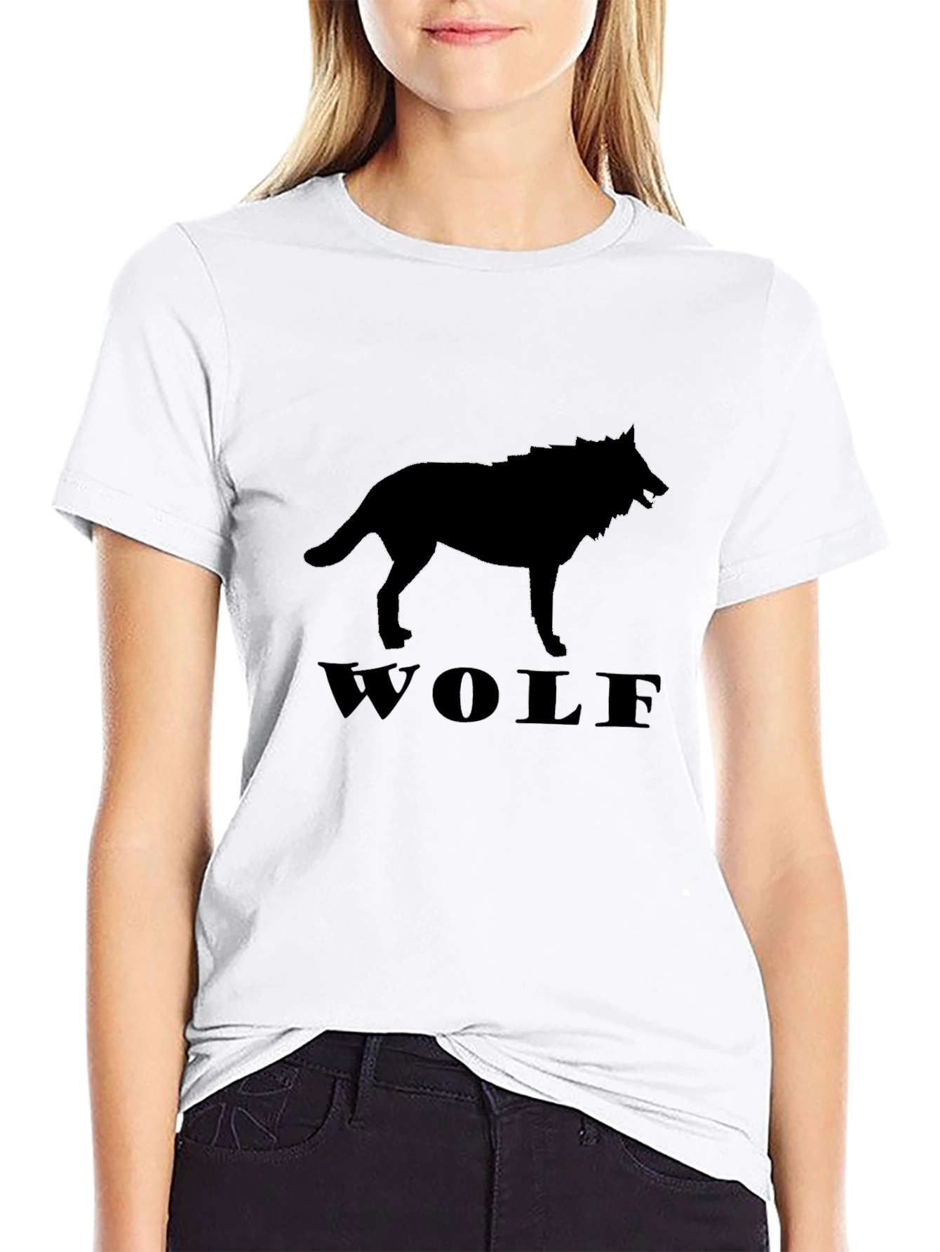Black Wolf Silhouette Graphic Tee - Mens Casual T-Shirt