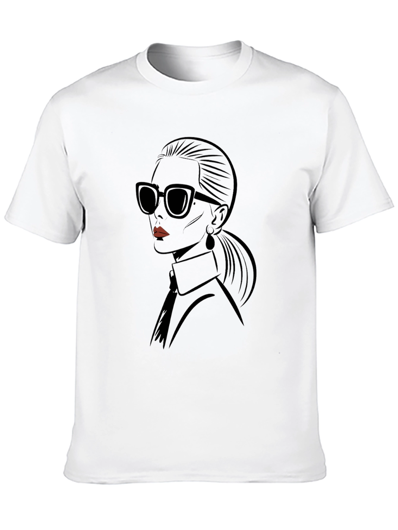 Stylish Black T-Shirt with Fashion Portrait