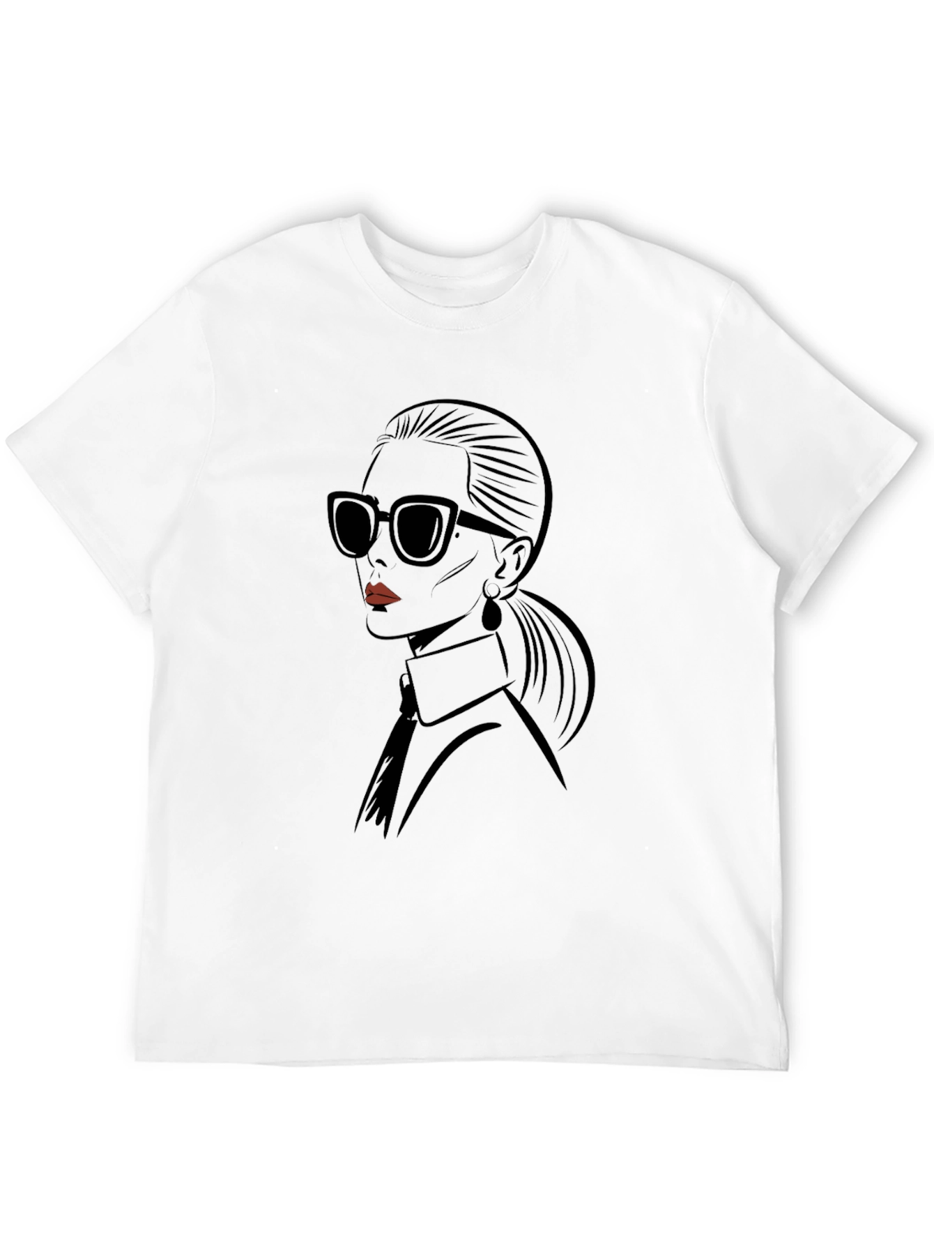 Stylish Black T-Shirt with Fashion Portrait