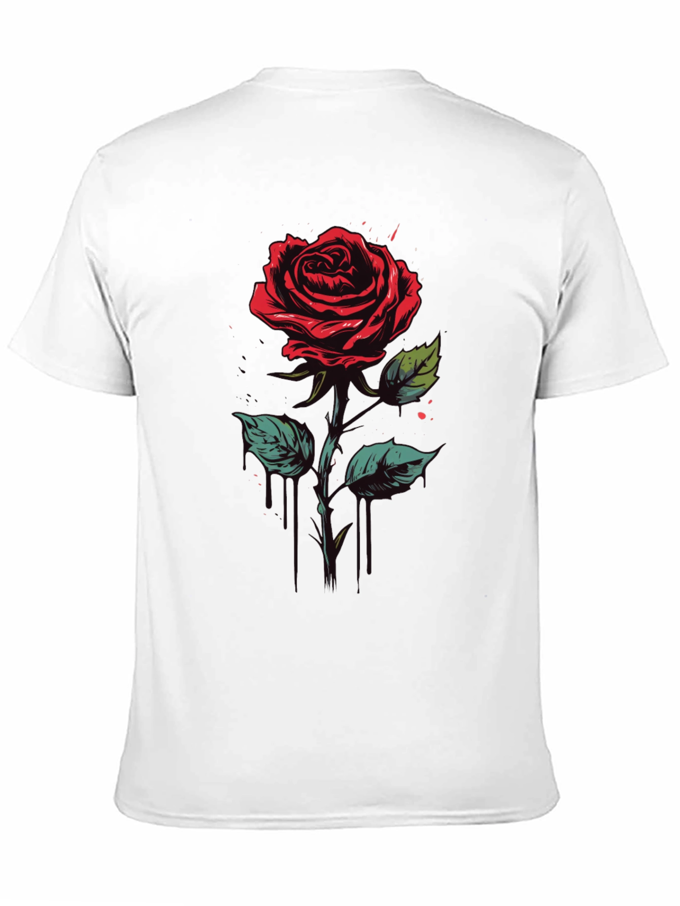 Rose Graphic Tee - Black Cotton Casual Shirt