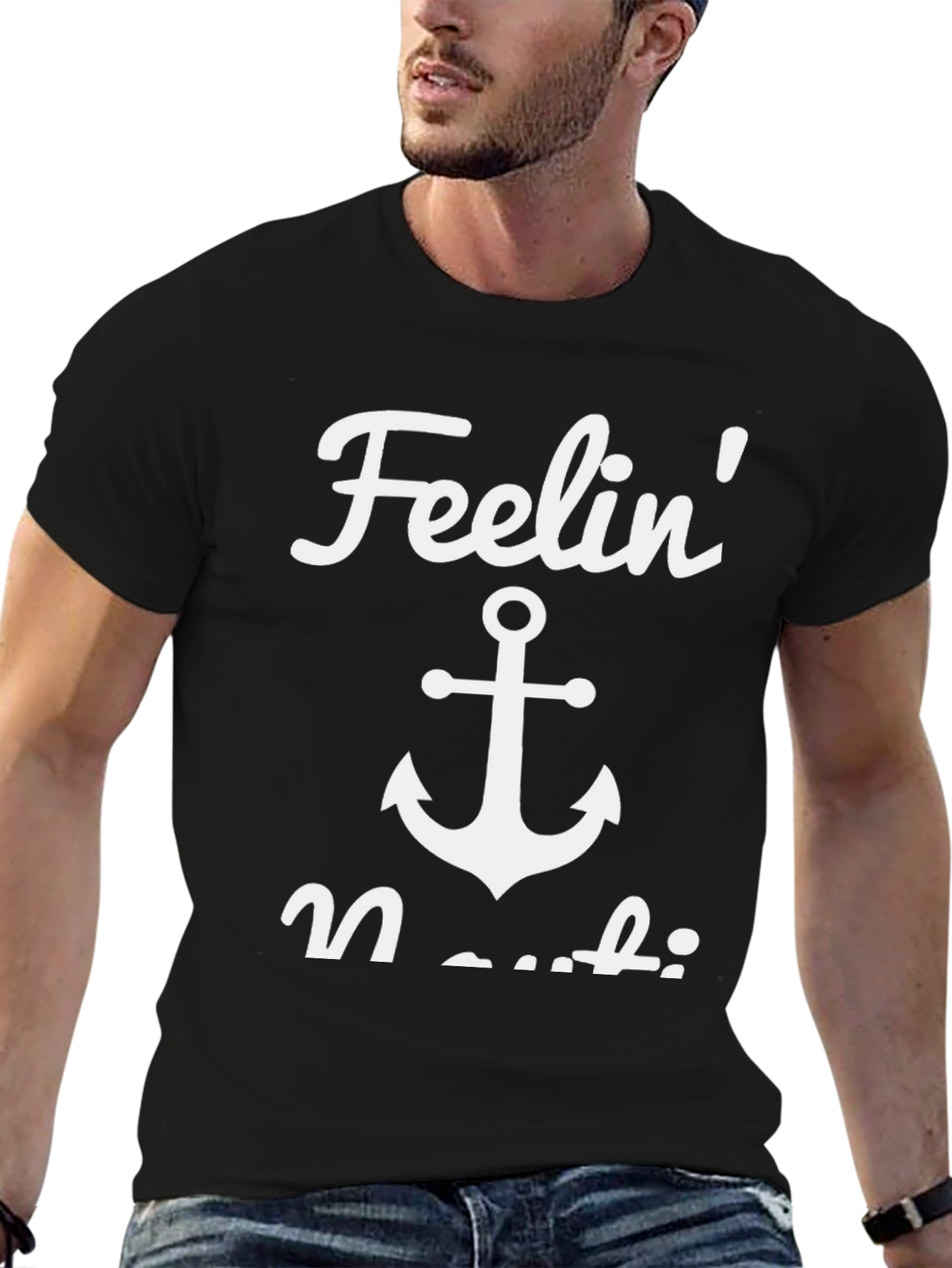 Feelin Nauti T-Shirt - Nautical Anchor Design