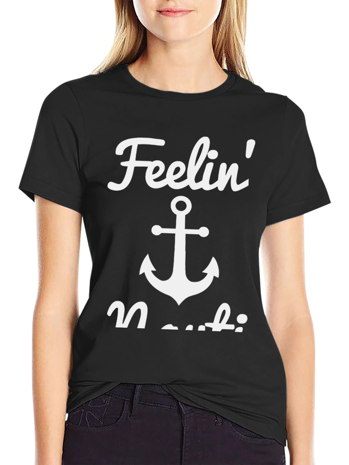 Feelin Nauti T-Shirt - Nautical Anchor Design