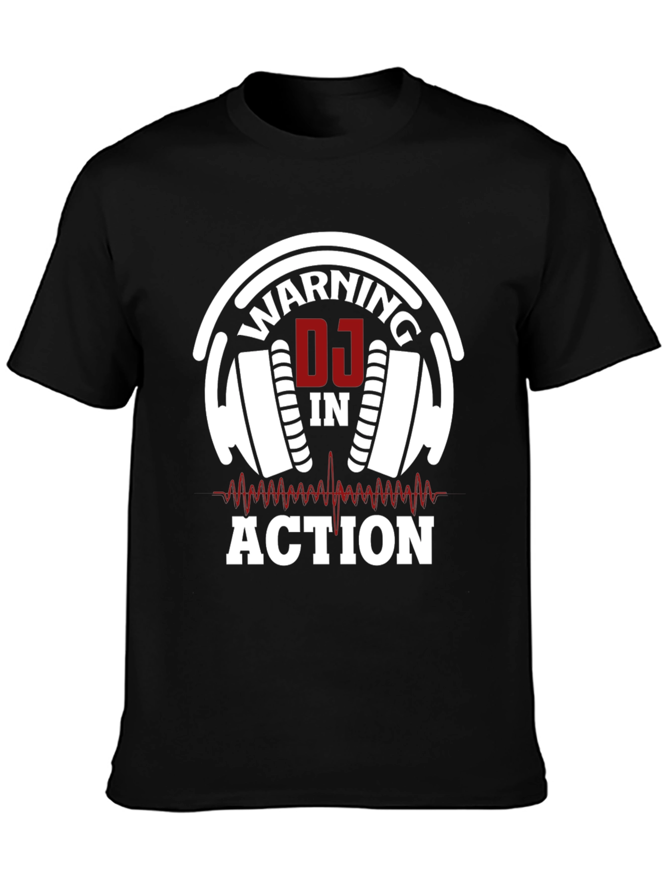 Warning DJ in Action Black T-Shirt