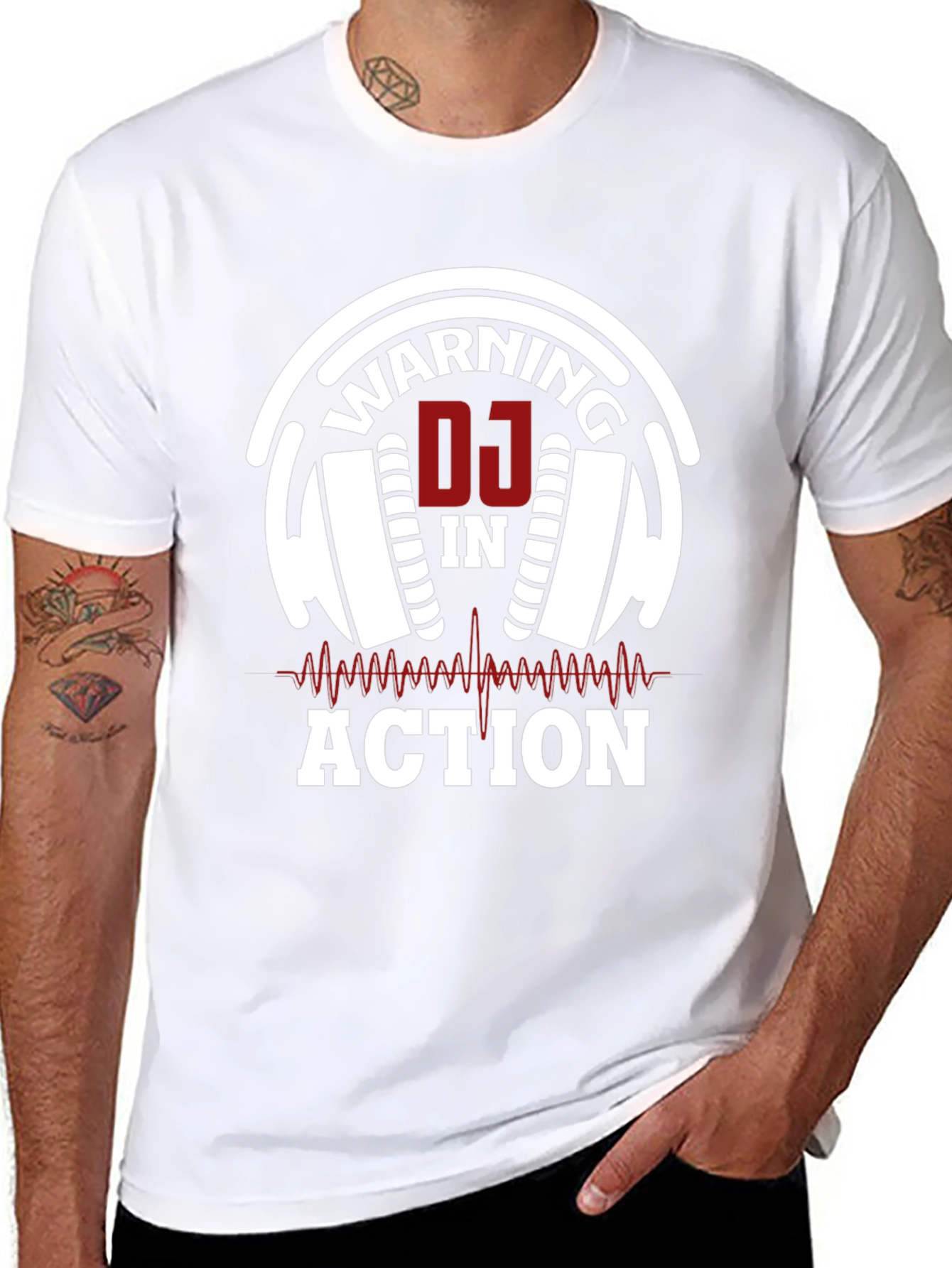 Warning DJ in Action Black T-Shirt