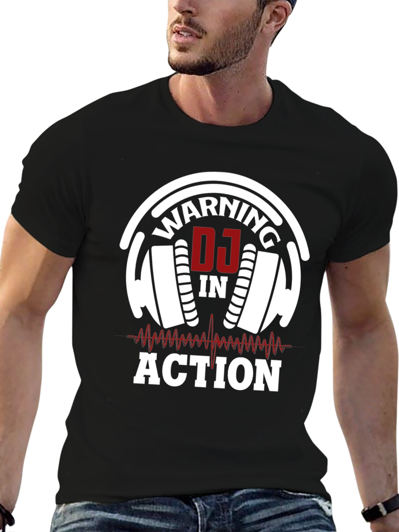 Warning DJ in Action Black T-Shirt