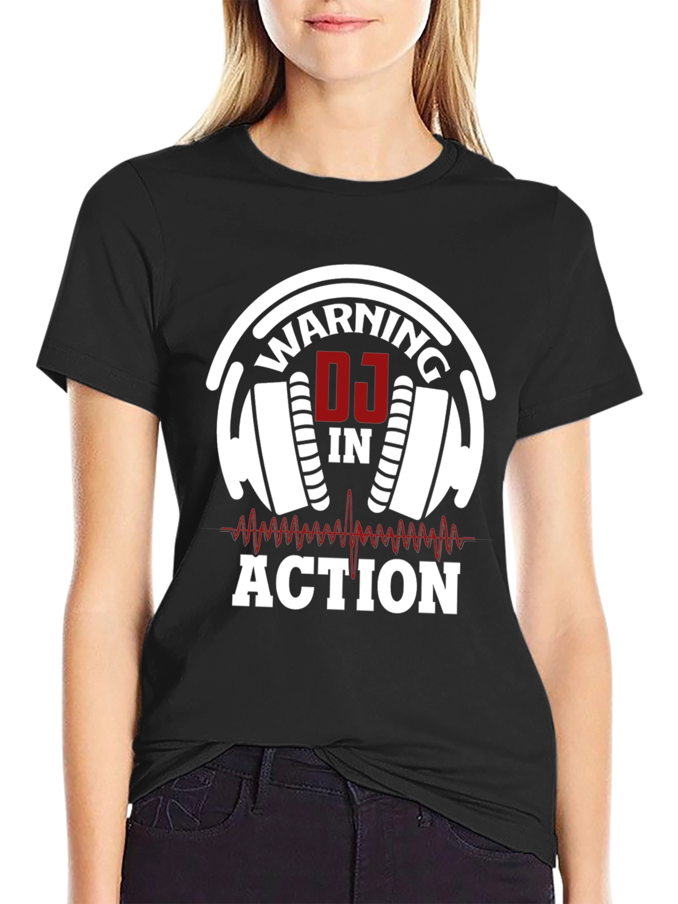Warning DJ in Action Black T-Shirt