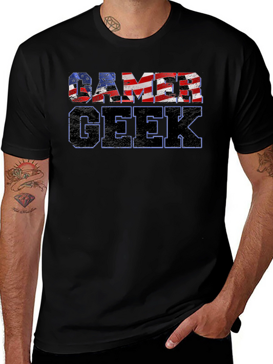 Gamer Geek USA Flag Graphic T-Shirt