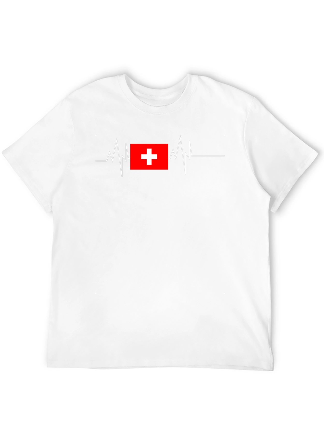 Heartbeat Swiss Flag Graphic Tee - Classic Black T-Shirt