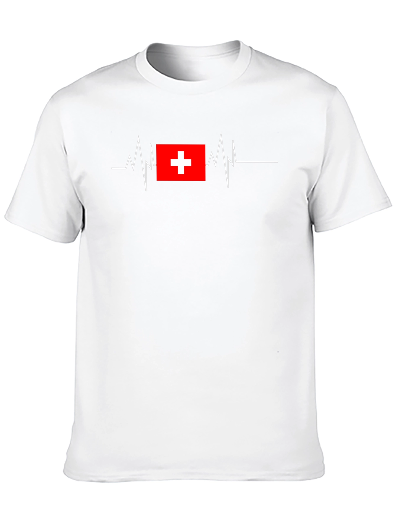 Heartbeat Swiss Flag Graphic Tee - Classic Black T-Shirt
