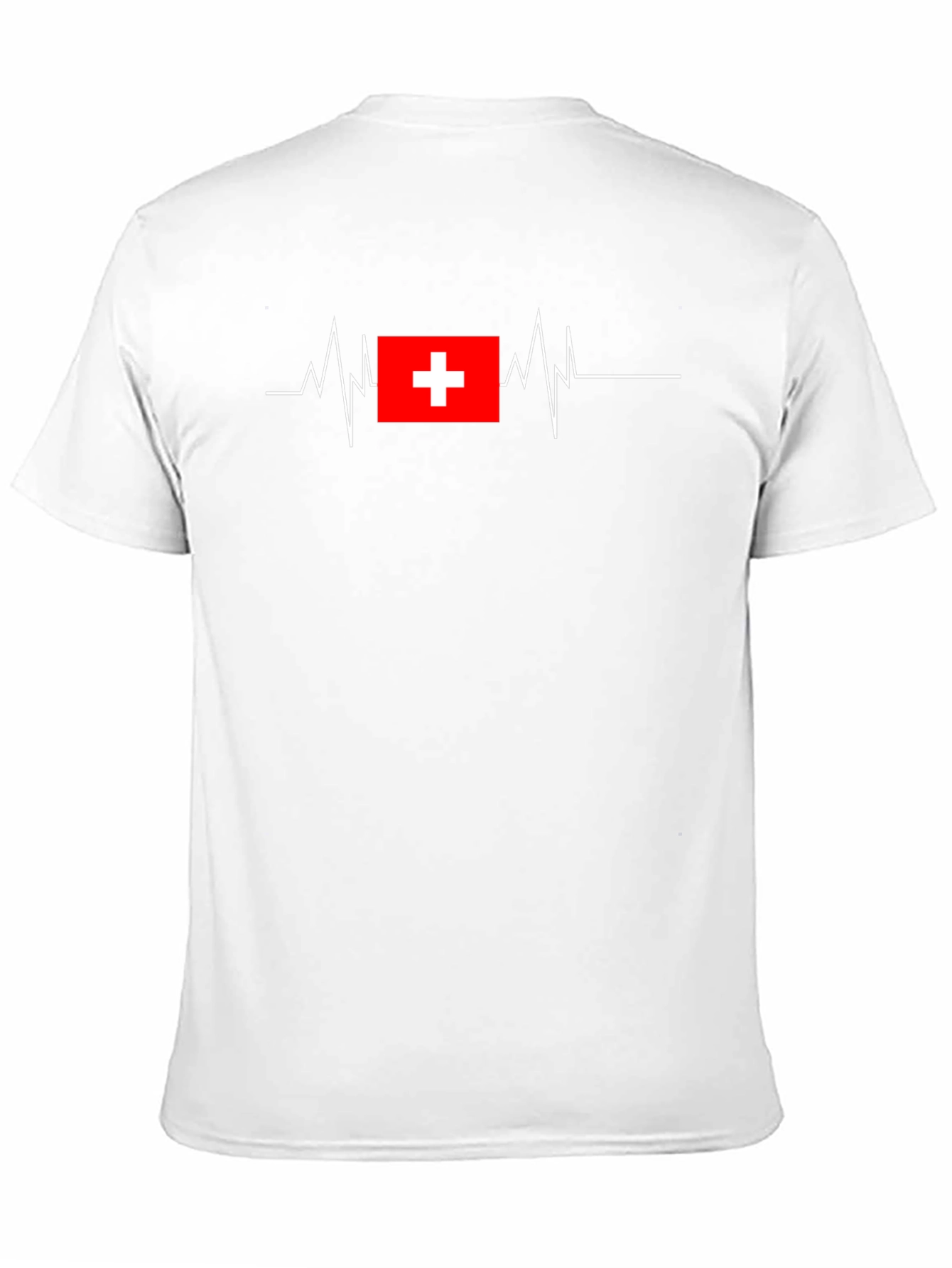 Heartbeat Swiss Flag Graphic Tee - Classic Black T-Shirt