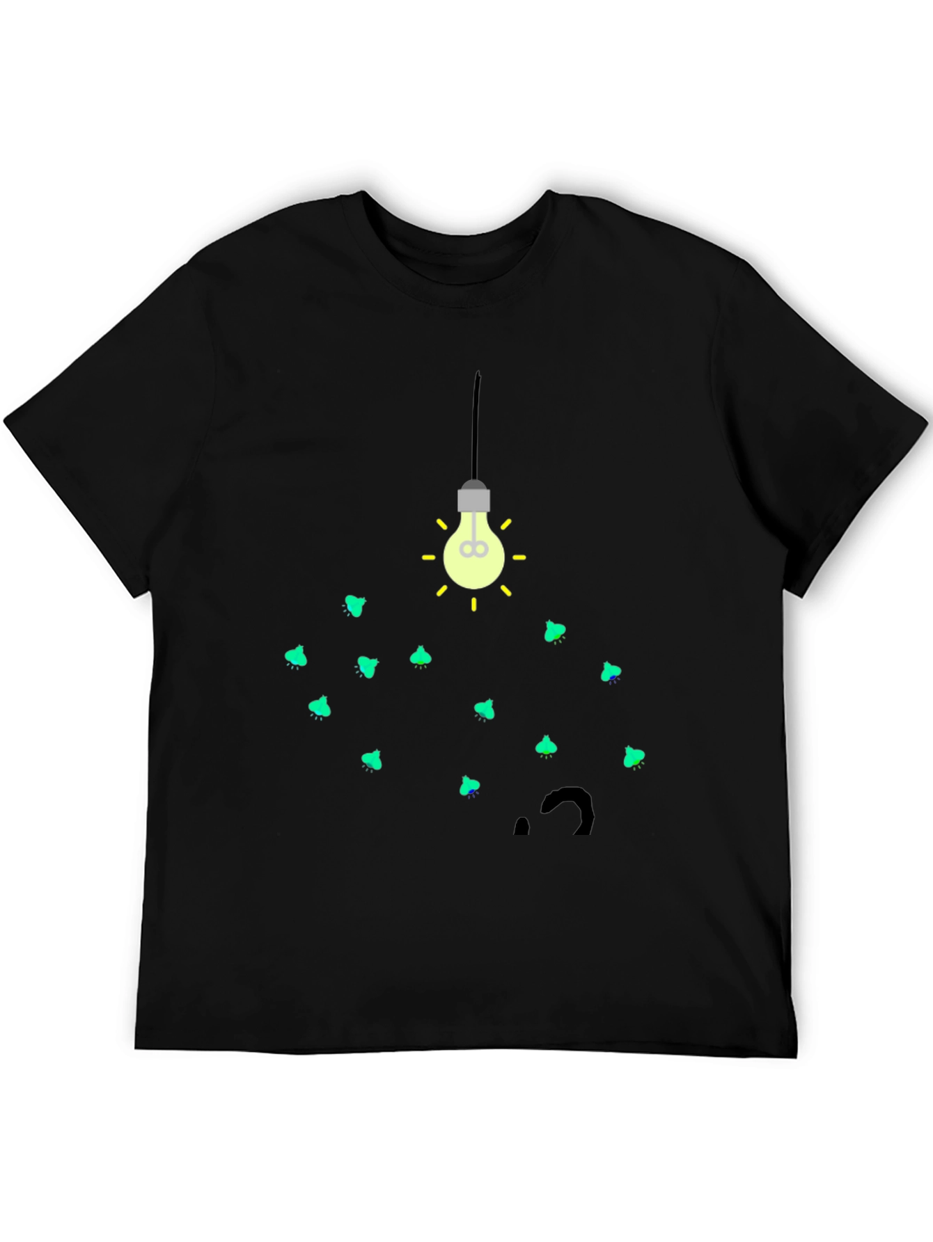 Firefly Bulb Graphic Tee - Soft Black Cotton T-Shirt