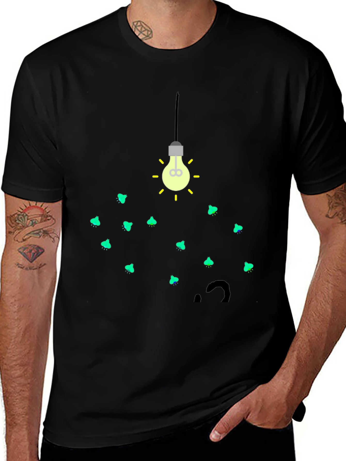 Firefly Bulb Graphic Tee - Soft Black Cotton T-Shirt