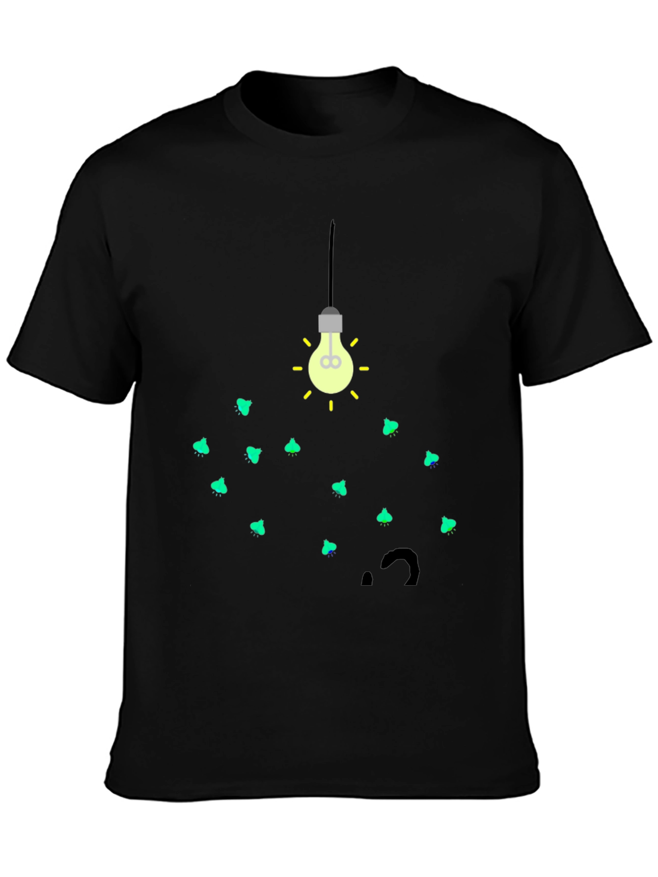 Firefly Bulb Graphic Tee - Soft Black Cotton T-Shirt