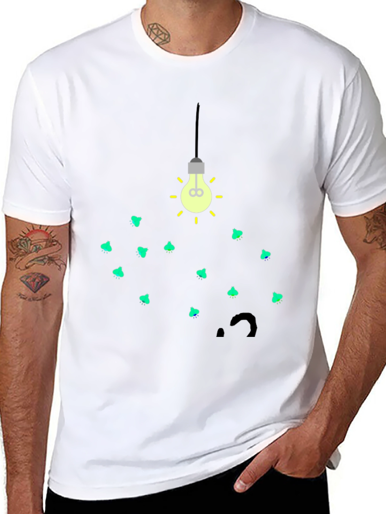 Firefly Bulb Graphic Tee - Soft Black Cotton T-Shirt