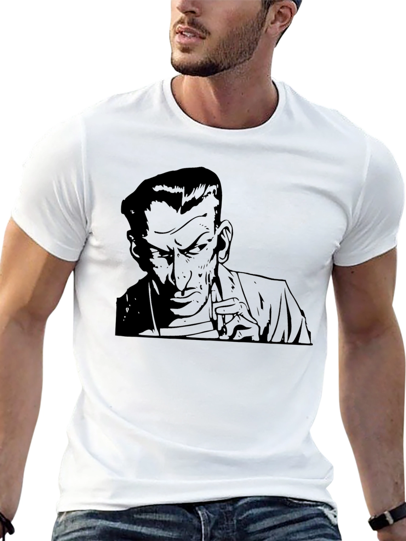 Mens Graphic Print T-Shirt - Retro Noir Design