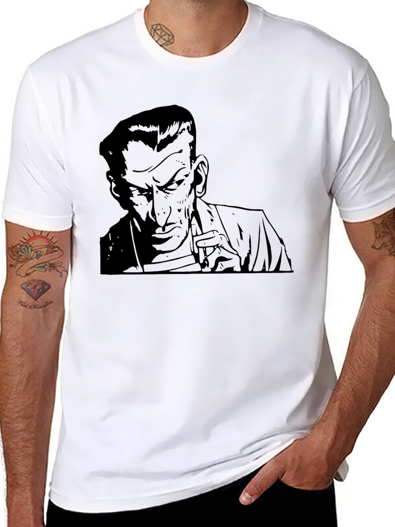 Mens Graphic Print T-Shirt - Retro Noir Design