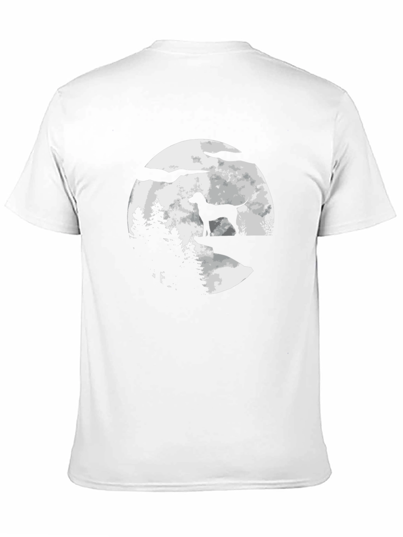 Dog Silhouette Moon Graphic Tee - Black Cotton Blend