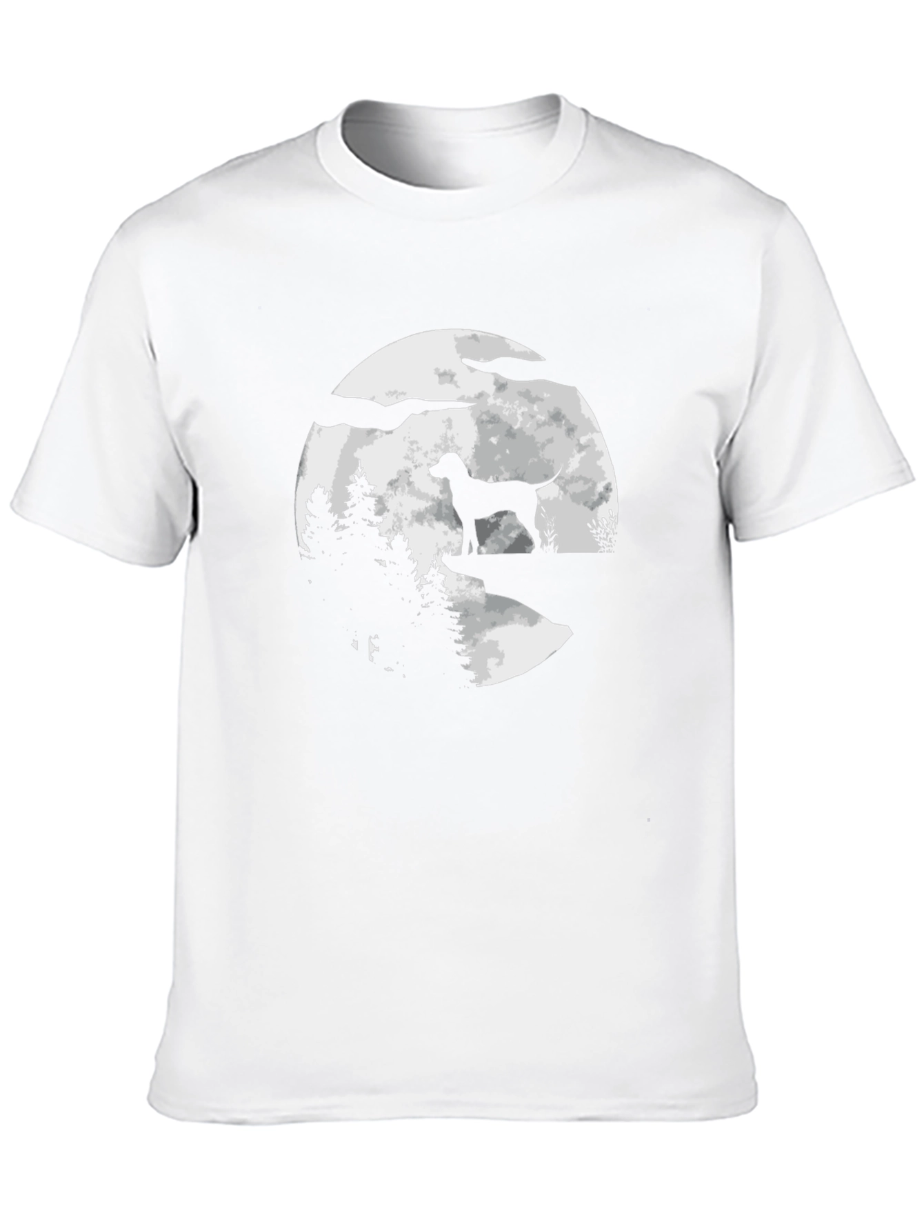 Dog Silhouette Moon Graphic Tee - Black Cotton Blend