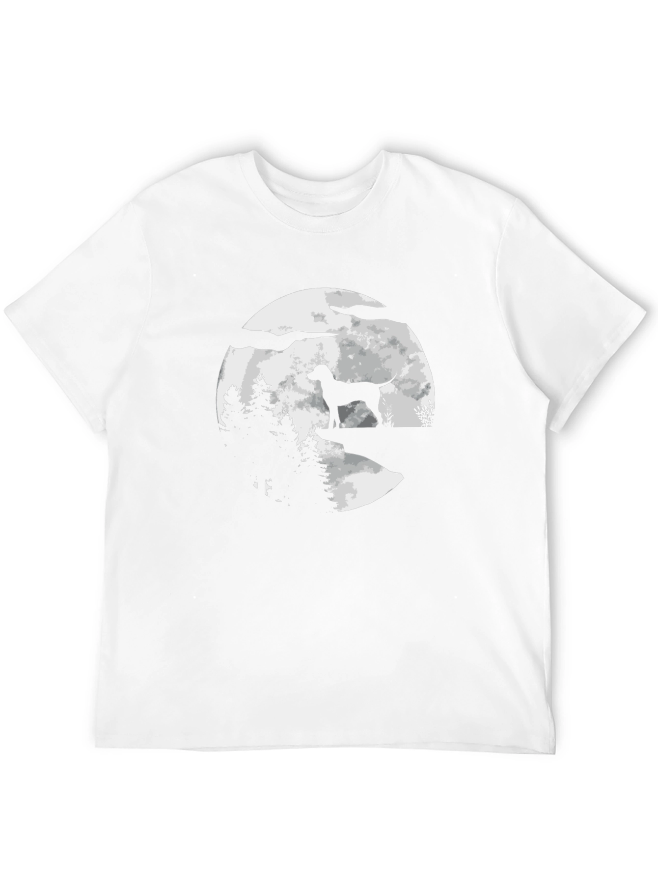 Dog Silhouette Moon Graphic Tee - Black Cotton Blend