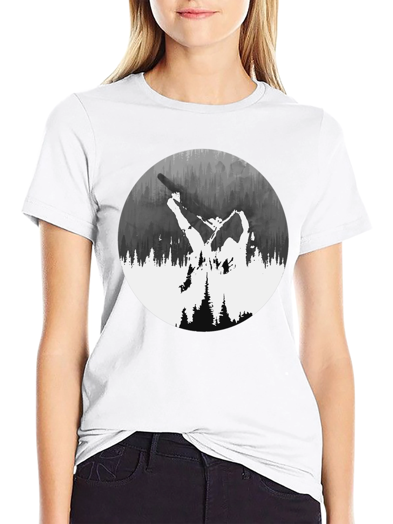 Nature Silhouette Graphic Tee - Black